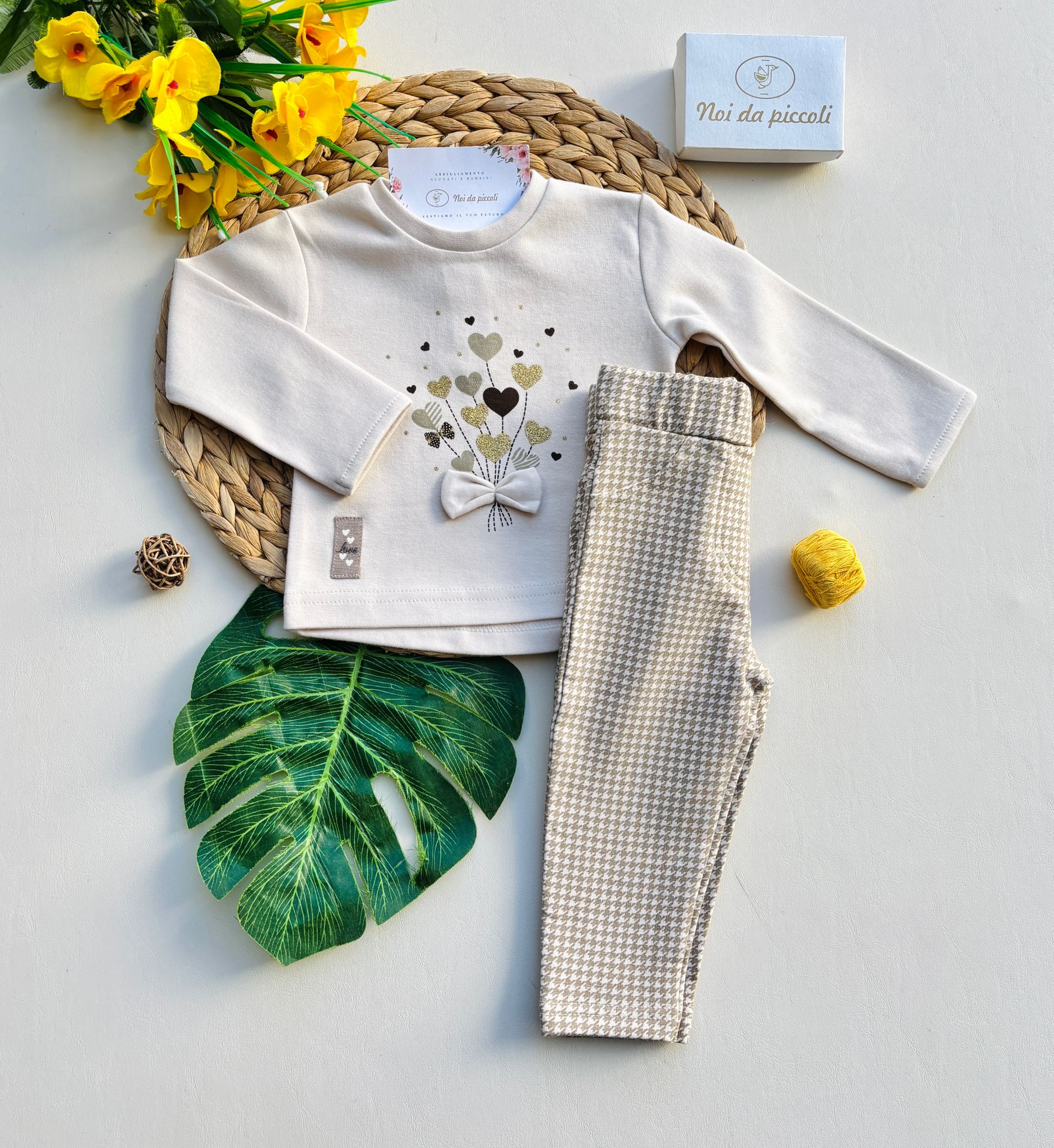 COMPLETO 2 PZ IN CALDO COTONE BEIGE - Noi da piccoli