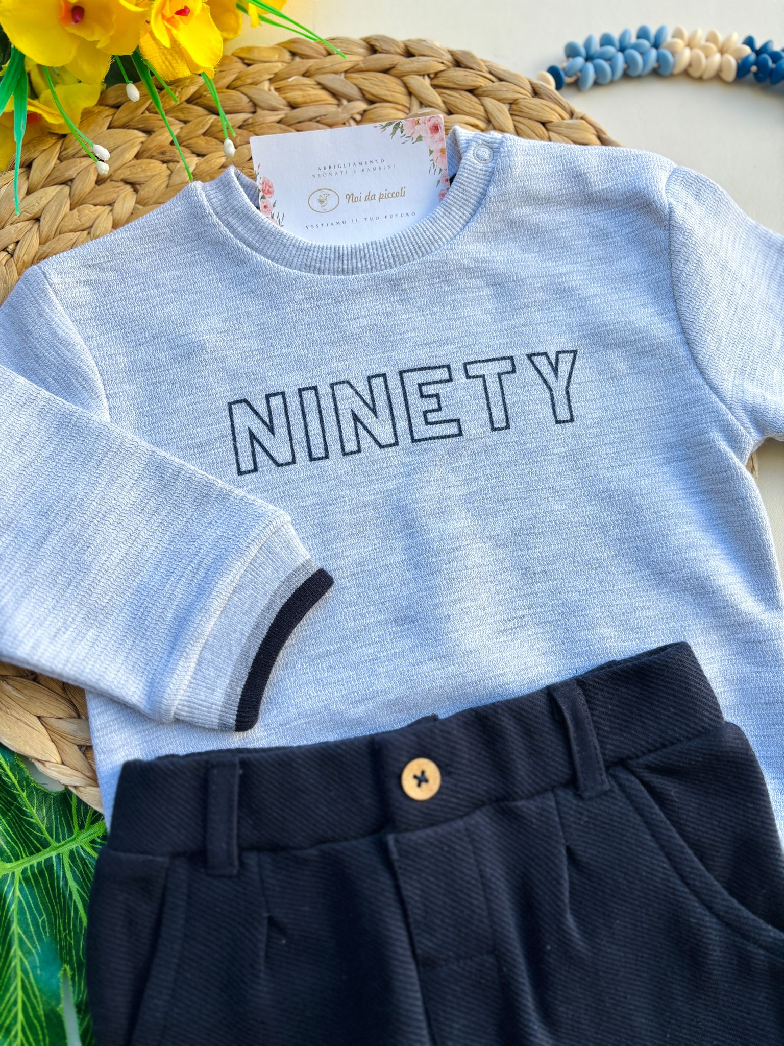 COMPLETO 2 PZ IN CALDO COTONE BLU E GRIGIO - Noi da piccoli