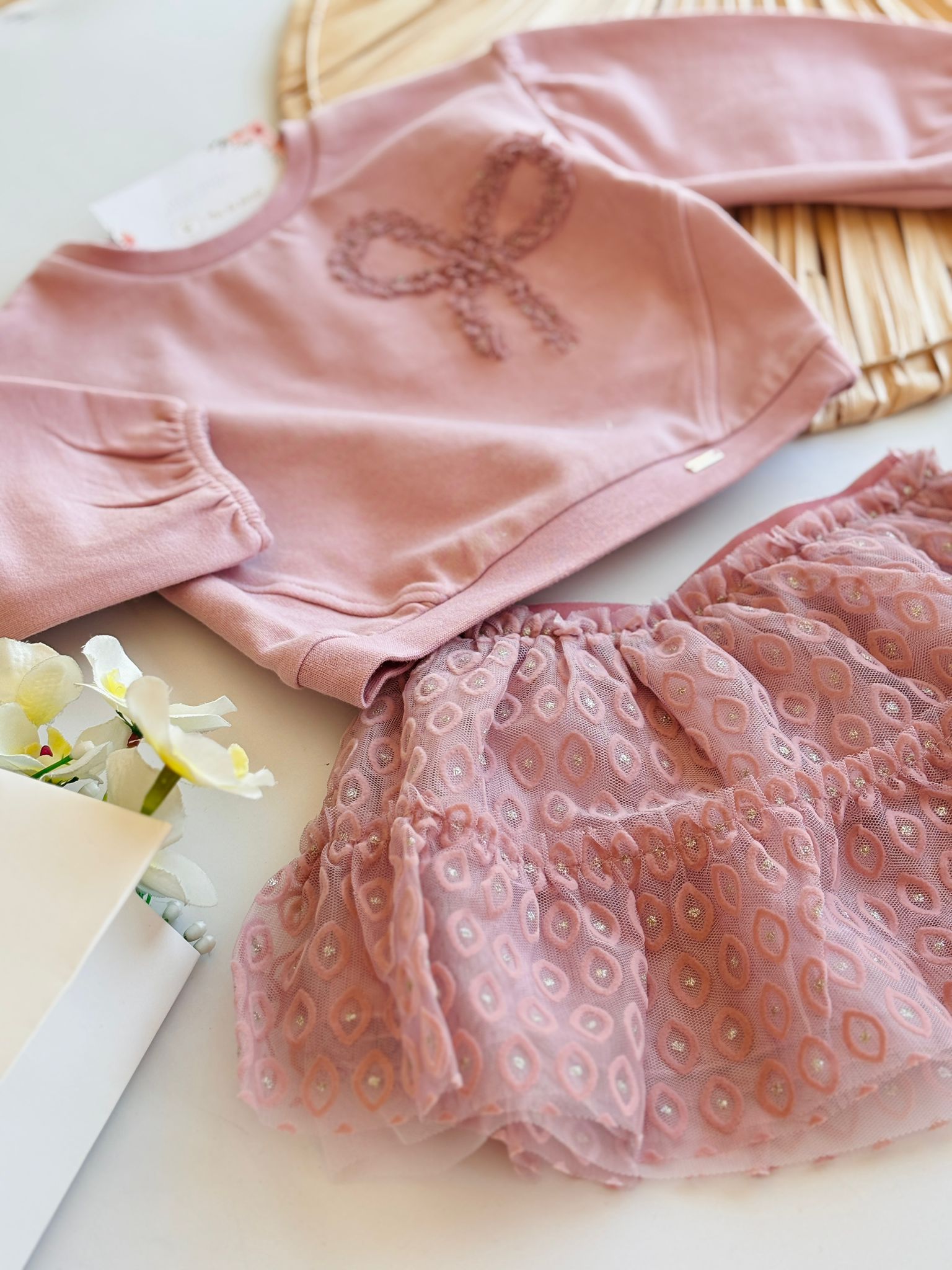 COMPLETO 2 PZ IN CALDO COTONE CON FIOCCHETTO CUARZO - Noi da piccoli