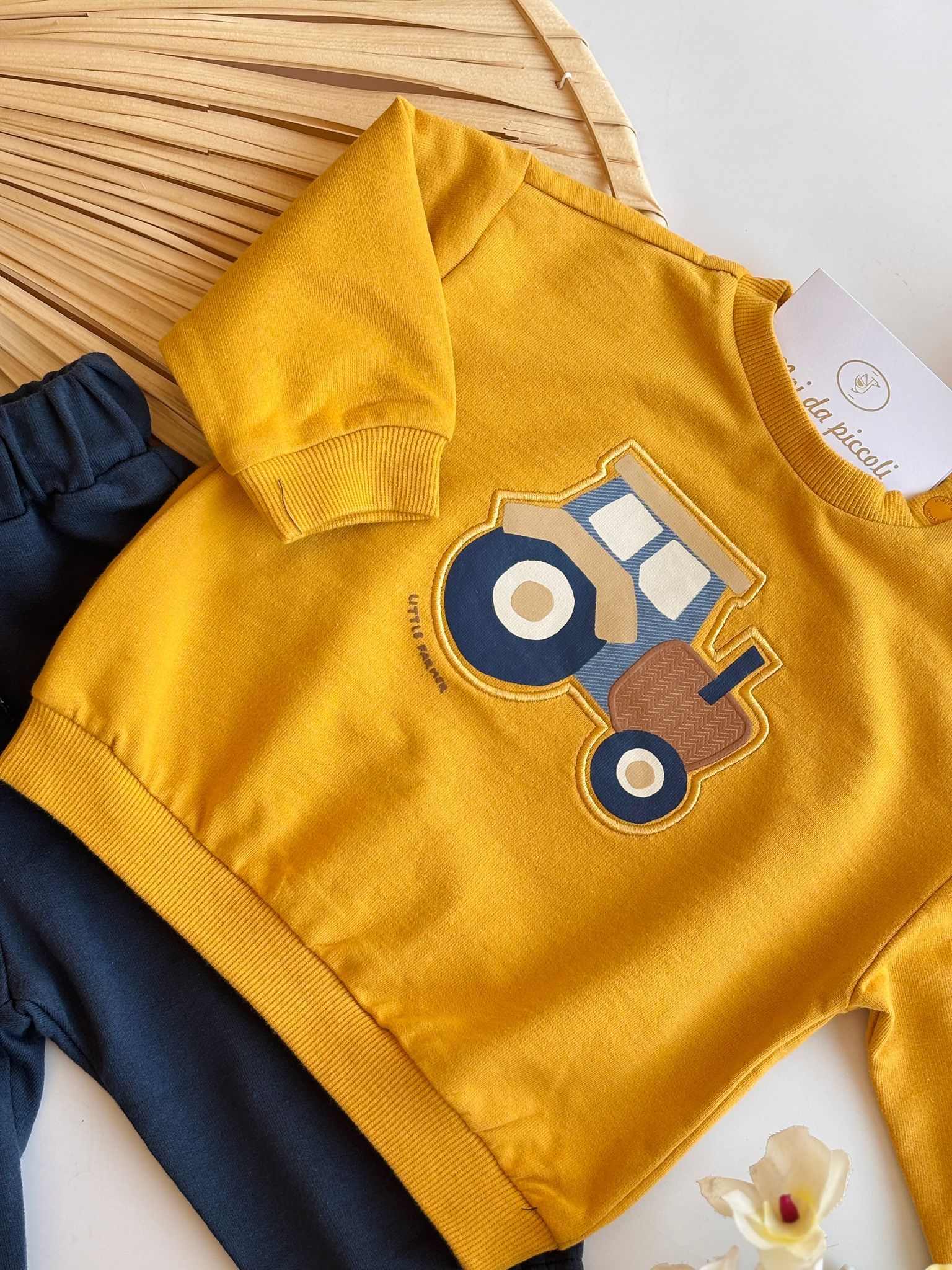 COMPLETO 2 PZ IN CALDO COTONE CON MACCHININE MOSTAZA - Noi da piccoli