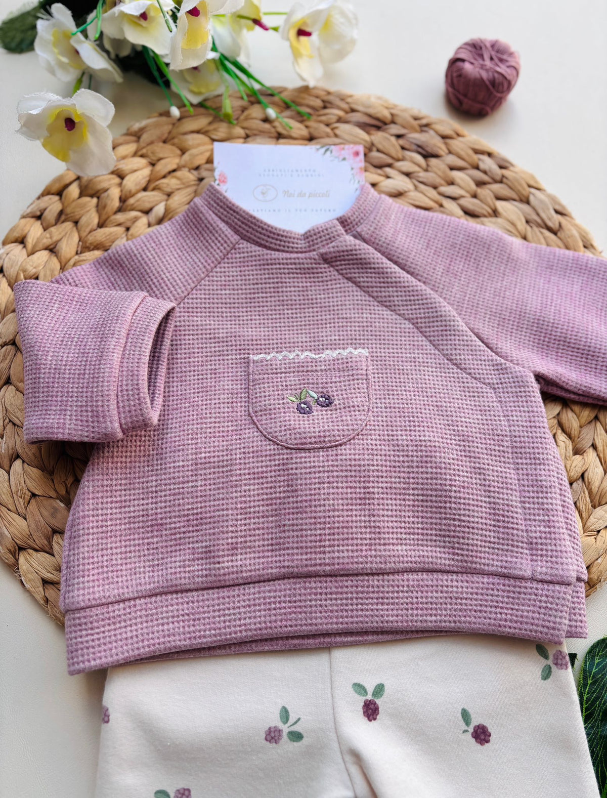 COMPLETO 2 PZ IN CALDO COTONE CON PRUGNE LILLA - Noi da piccoli