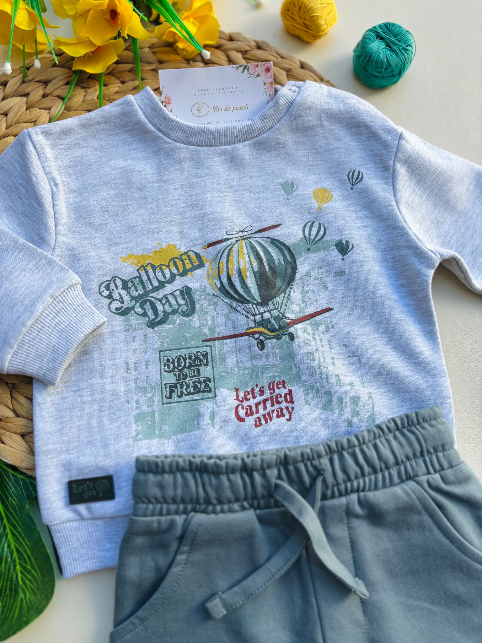 COMPLETO 2 PZ IN CALDO COTONE GRIGIO GRIS - Noi da piccoli