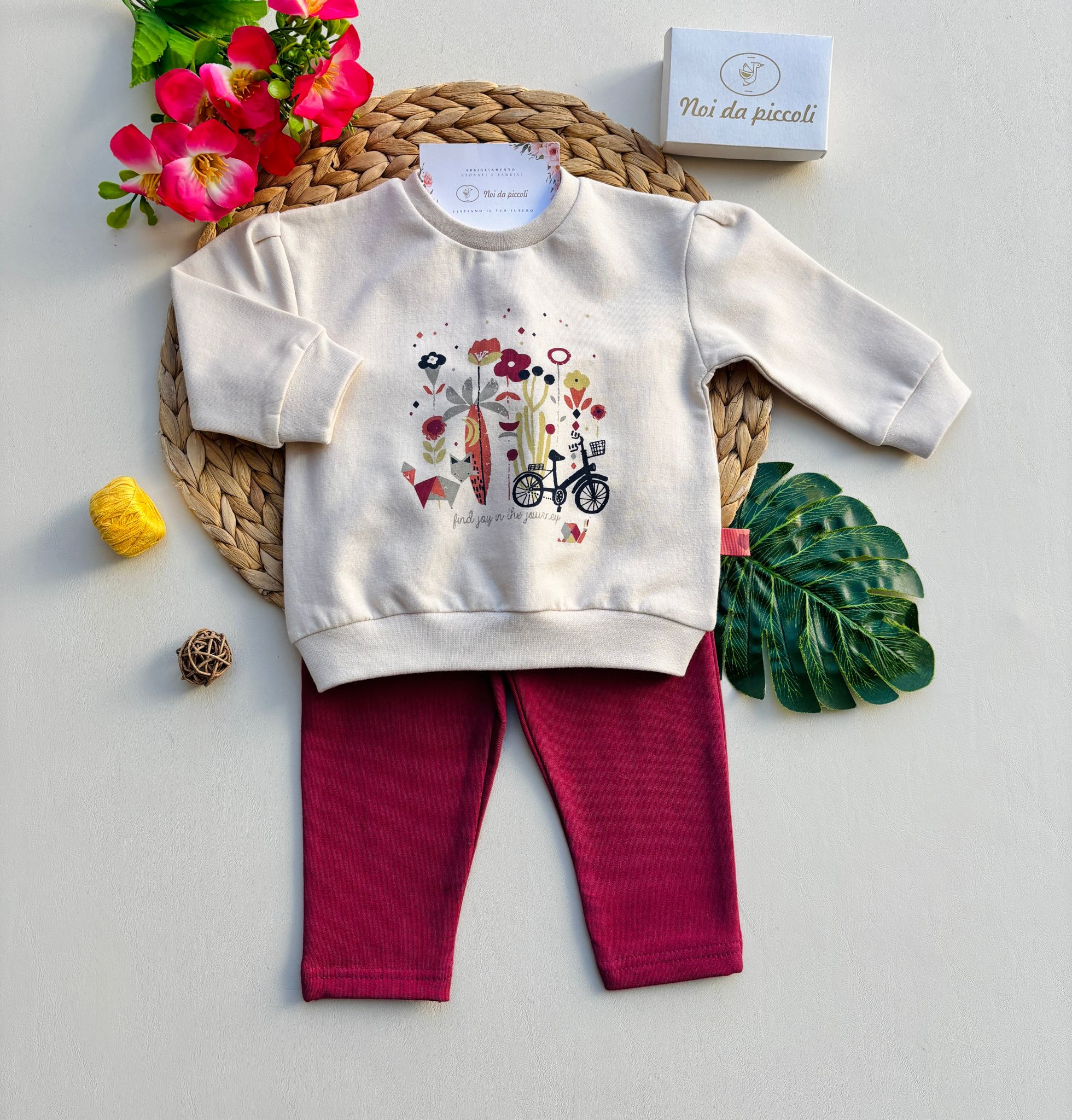 COMPLETO 2 PZ IN CALDO COTONE MALVA E CREMA - Noi da piccoli