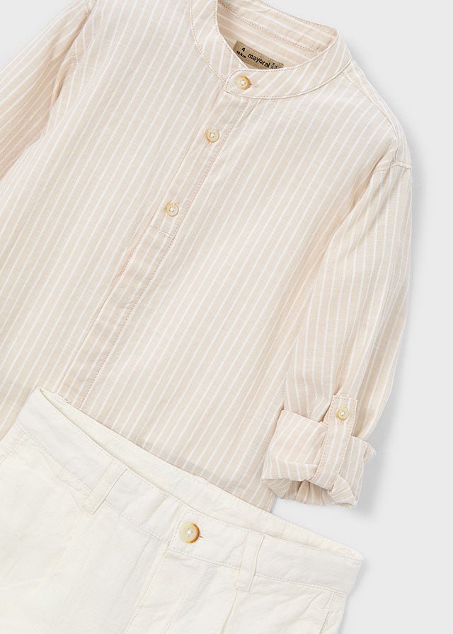 COMPLETO 2 PZ IN COTONE A RIGHE AVENA - Noi da piccoli