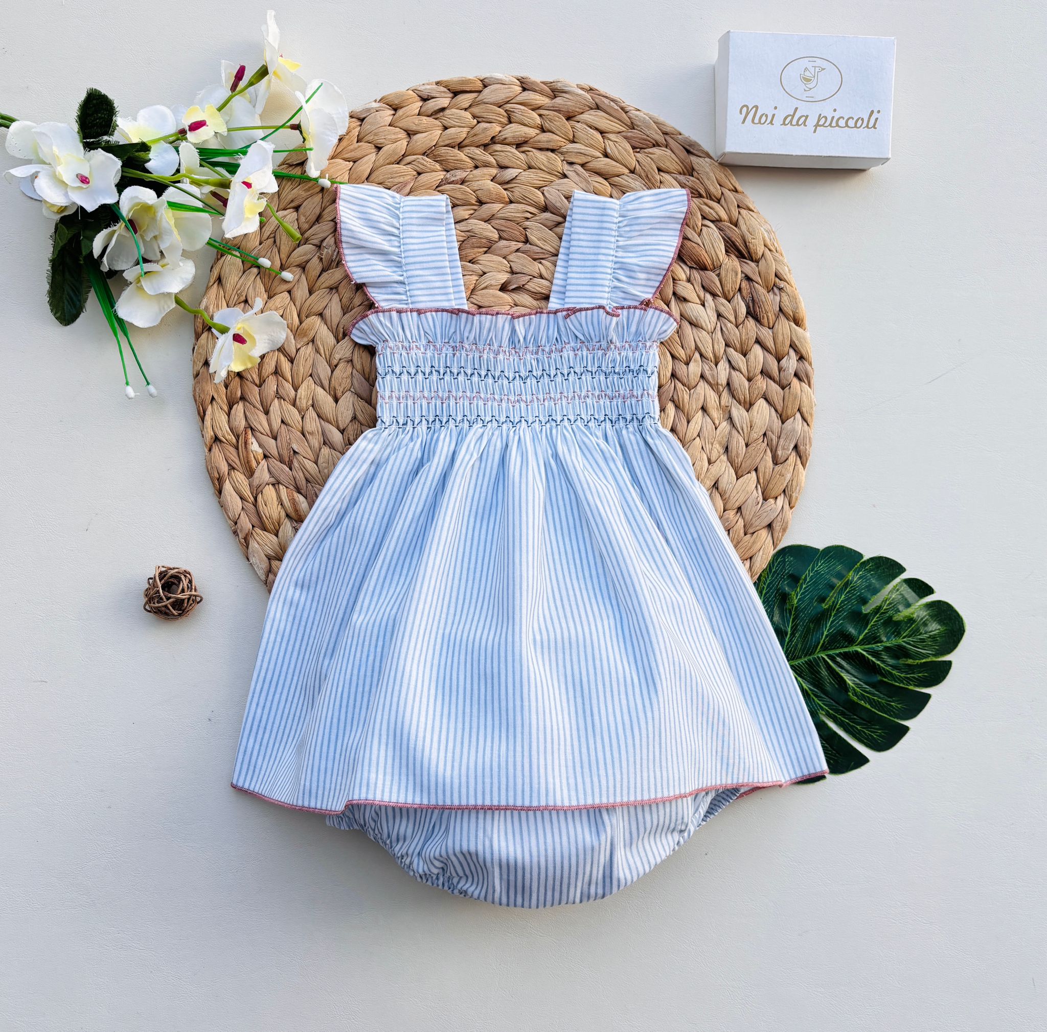 COMPLETO 2 PZ IN COTONE A RIGHE CIELO - Noi da piccoli