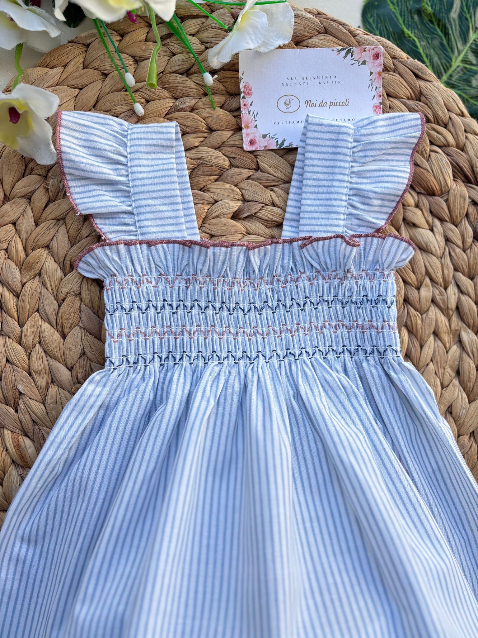 COMPLETO 2 PZ IN COTONE A RIGHE CIELO - Noi da piccoli