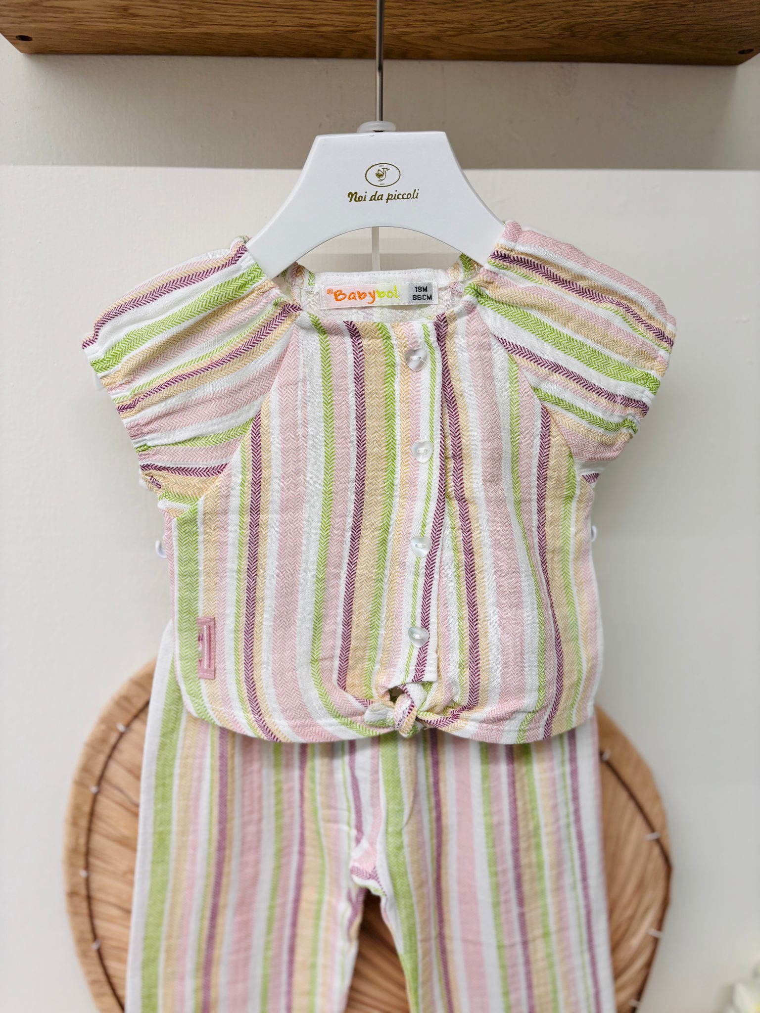 COMPLETO 2 PZ IN COTONE A RIGHE ROSA - Noi da piccoli