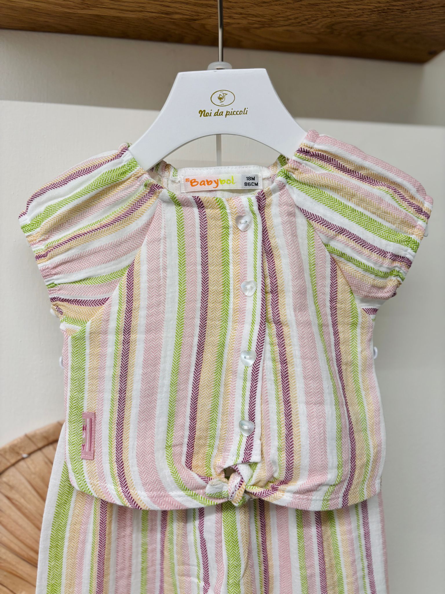 COMPLETO 2 PZ IN COTONE A RIGHE ROSA - Noi da piccoli