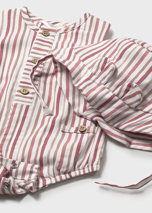 COMPLETO 2 PZ IN COTONE A RIGHE TERRACOTA - Noi da piccoli