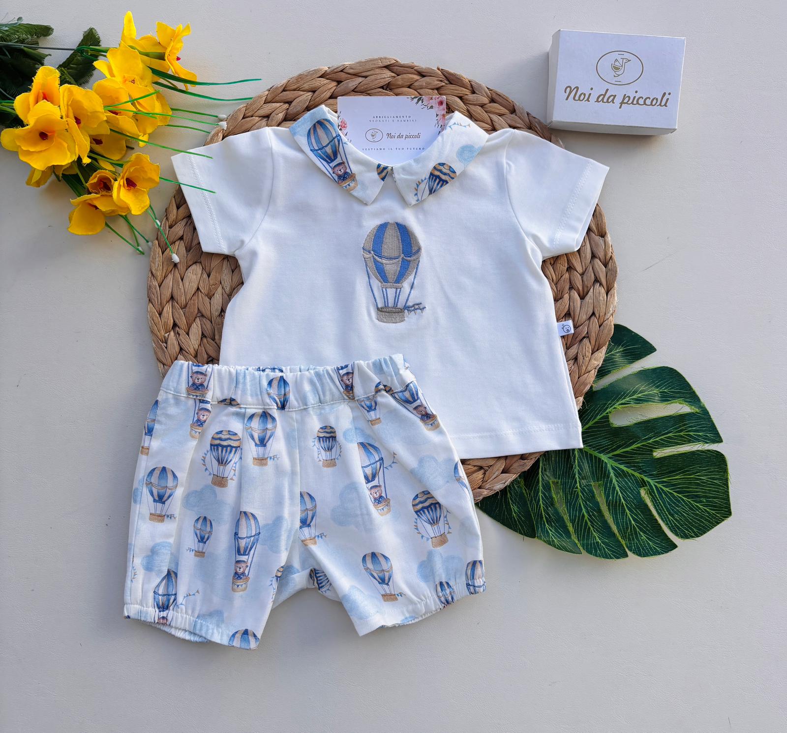 COMPLETO 2 PZ IN COTONE BIANCO - Noi da piccoli
