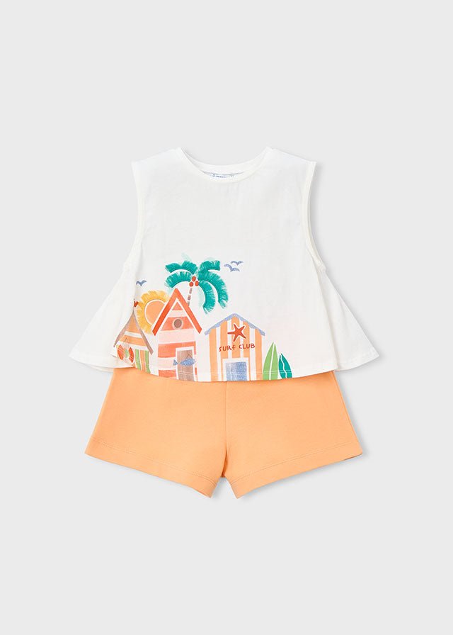 COMPLETO 2 PZ IN COTONE BIANCO ARANCIO - Noi da piccoli