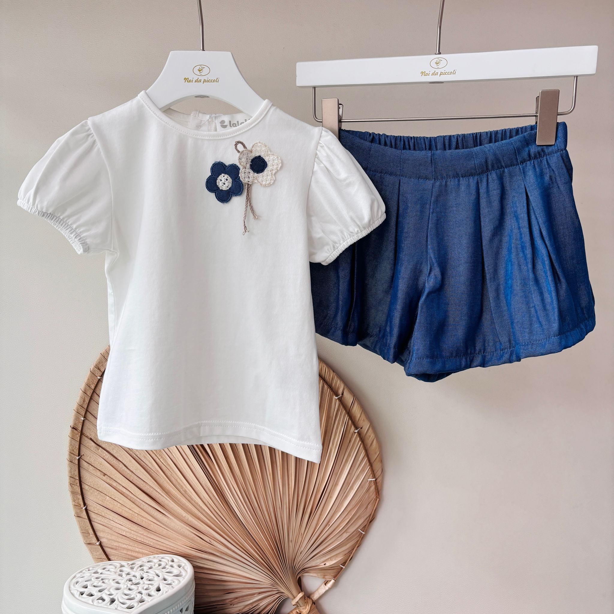 COMPLETO 2 PZ IN COTONE BIANCO BLU - Noi da piccoli
