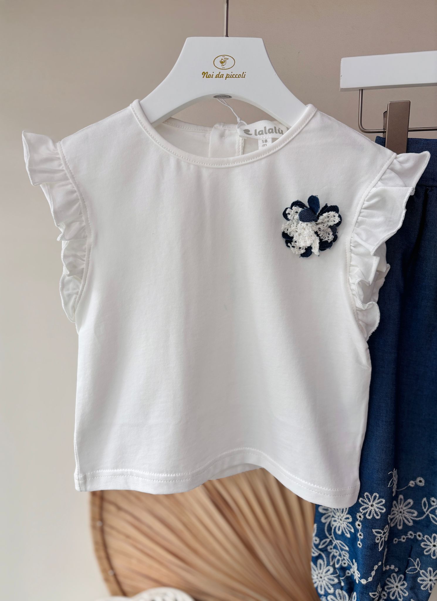 COMPLETO 2 PZ IN COTONE BIANCO BLU - Noi da piccoli