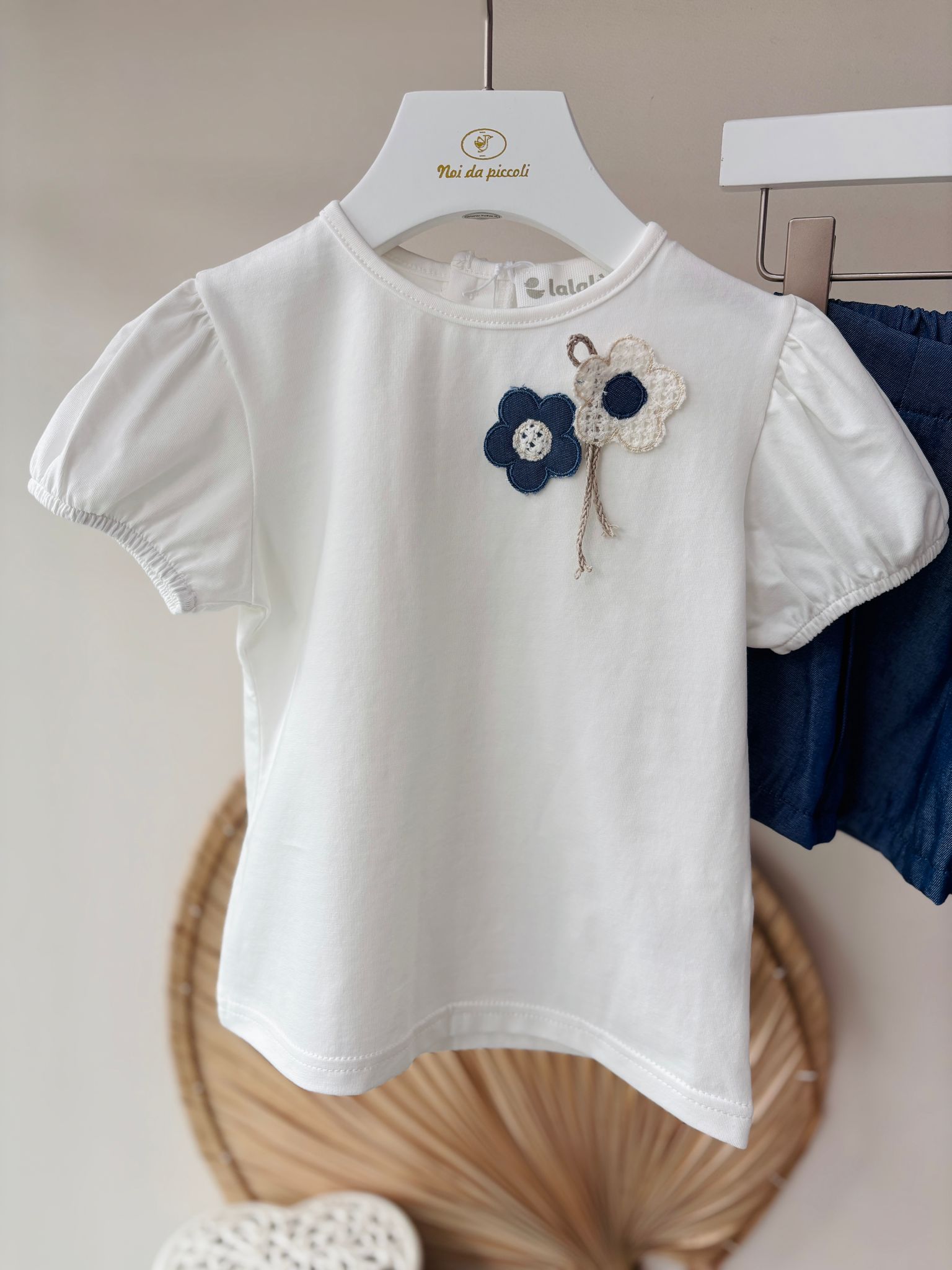 COMPLETO 2 PZ IN COTONE BIANCO BLU - Noi da piccoli
