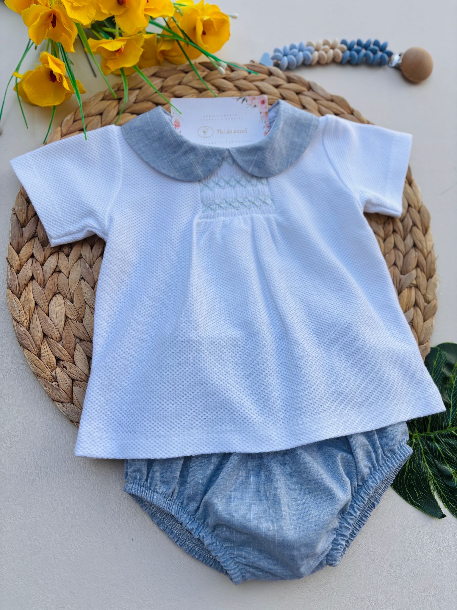 COMPLETO 2 PZ IN COTONE BIANCO CIELO - Noi da piccoli