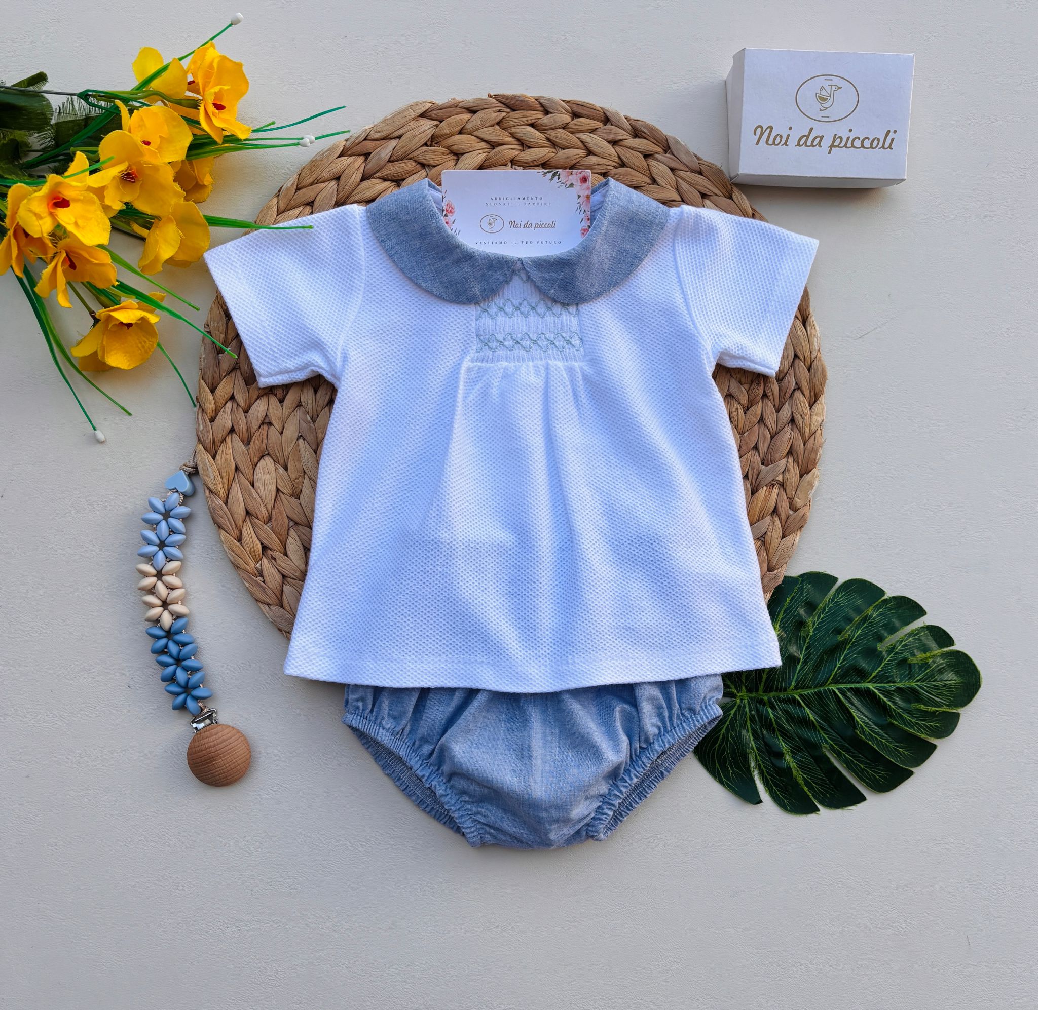 COMPLETO 2 PZ IN COTONE BIANCO CIELO - Noi da piccoli