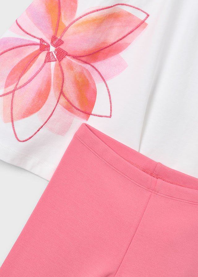 COMPLETO 2 PZ IN COTONE CON FIORE ROSA - Noi da piccoli