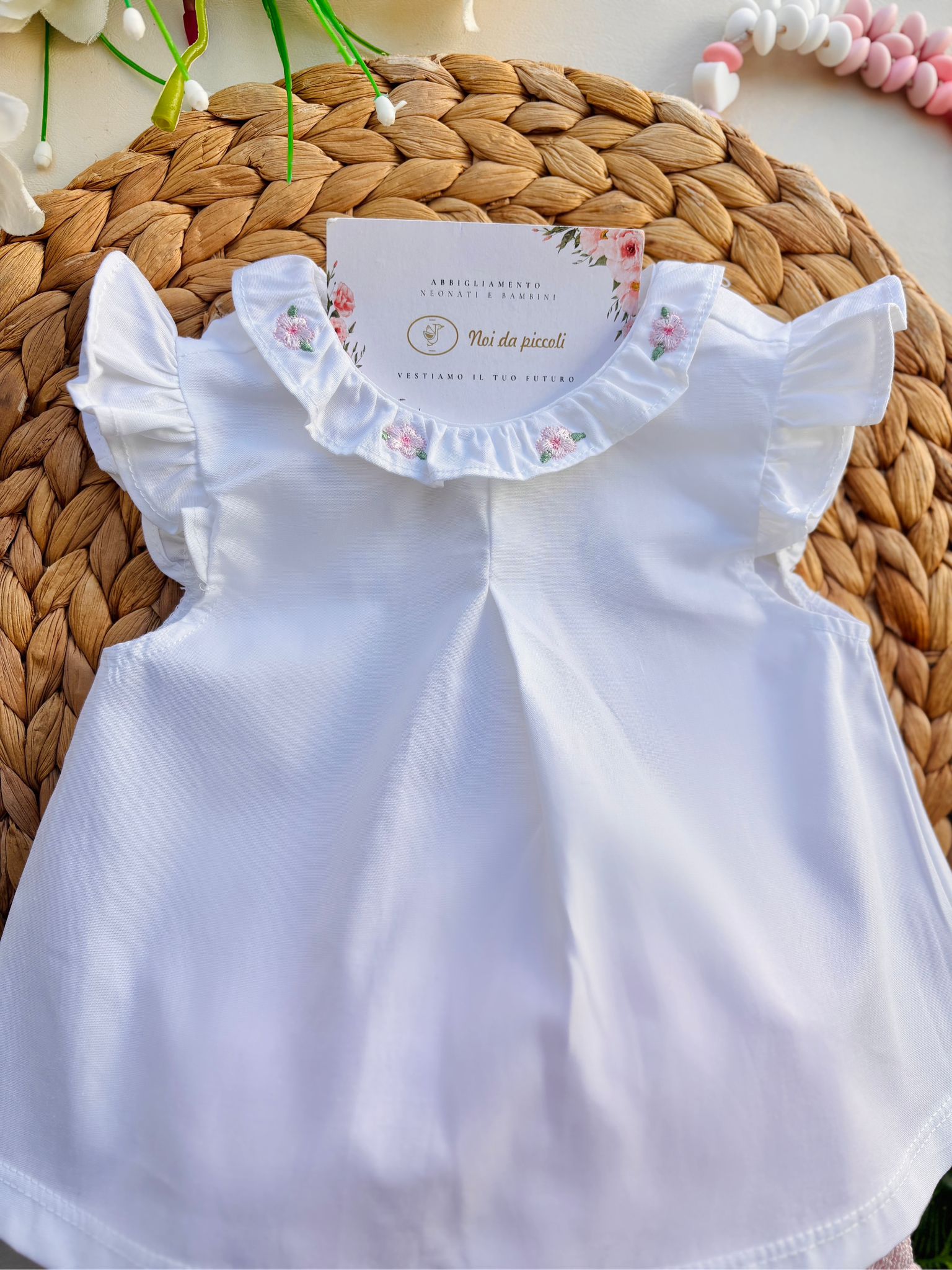 COMPLETO 2 PZ IN COTONE CON FIORELLINI CUARZO - Noi da piccoli