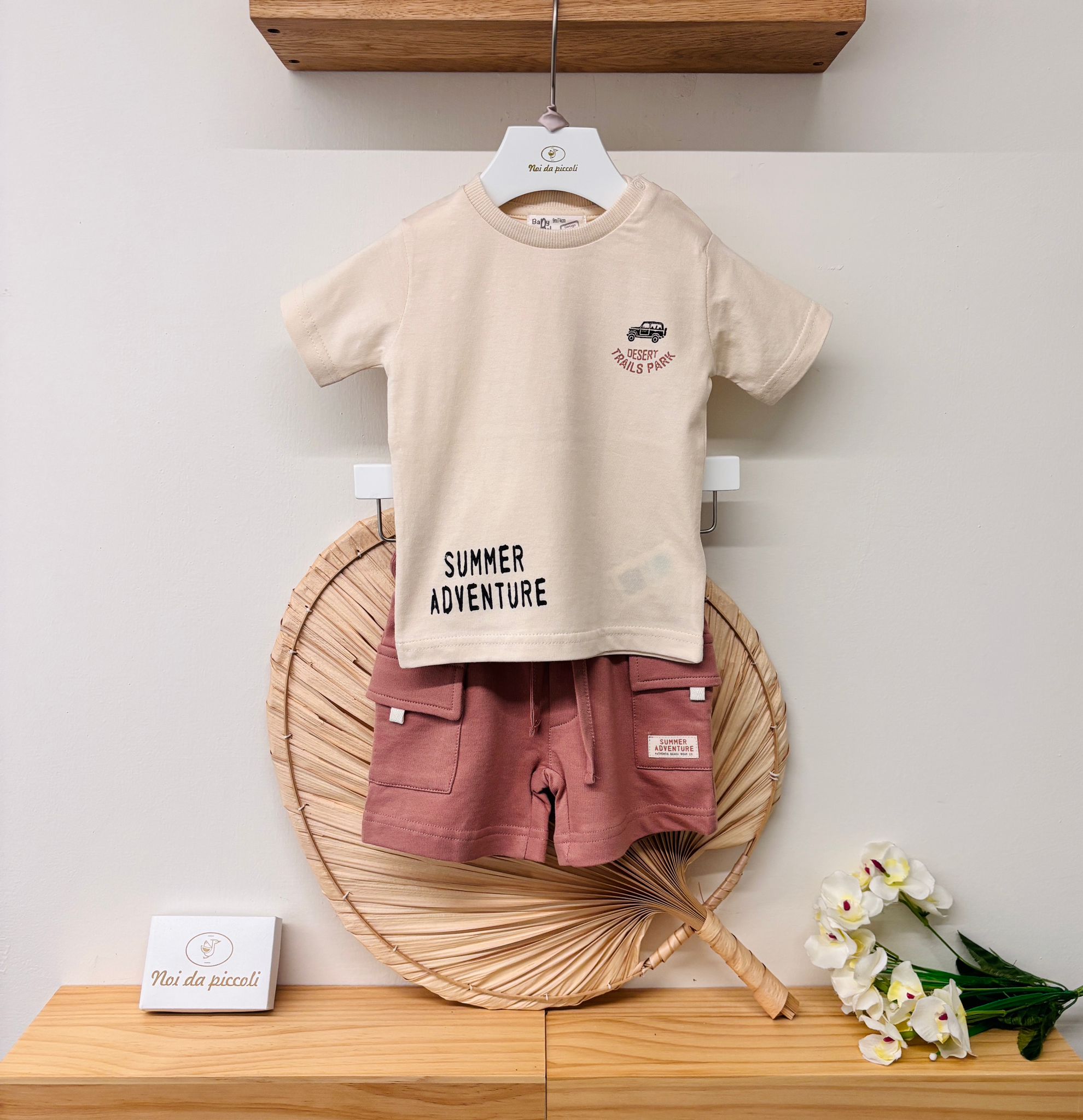 COMPLETO 2 PZ IN COTONE CREMA - Noi da piccoli