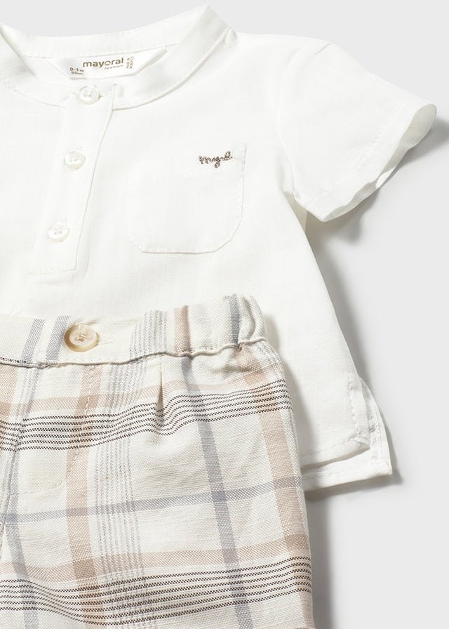 COMPLETO 2 PZ IN COTONE E LINO CRUDO - Noi da piccoli