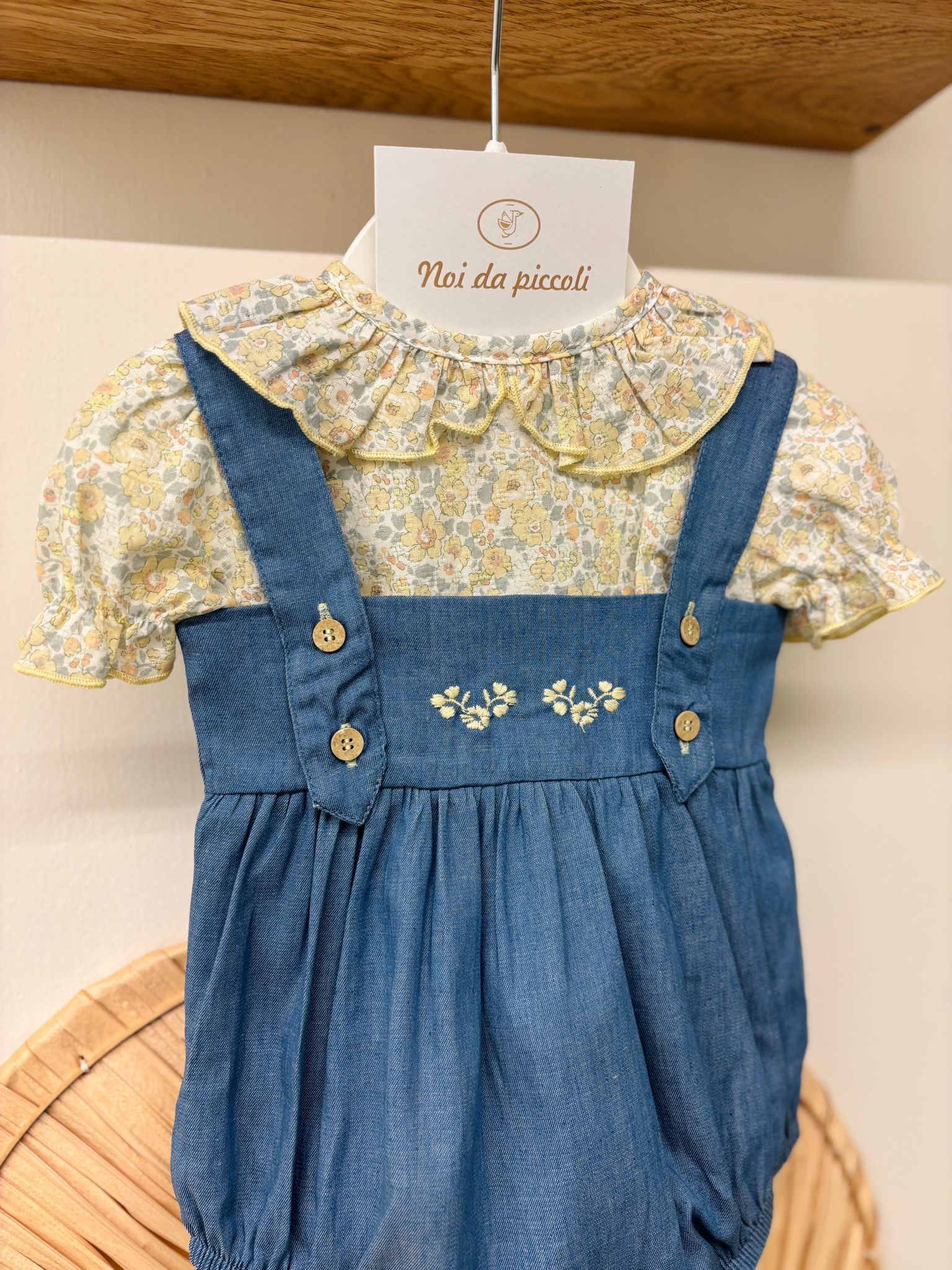 COMPLETO 2 PZ IN COTONE FLOREALE BLU - Noi da piccoli