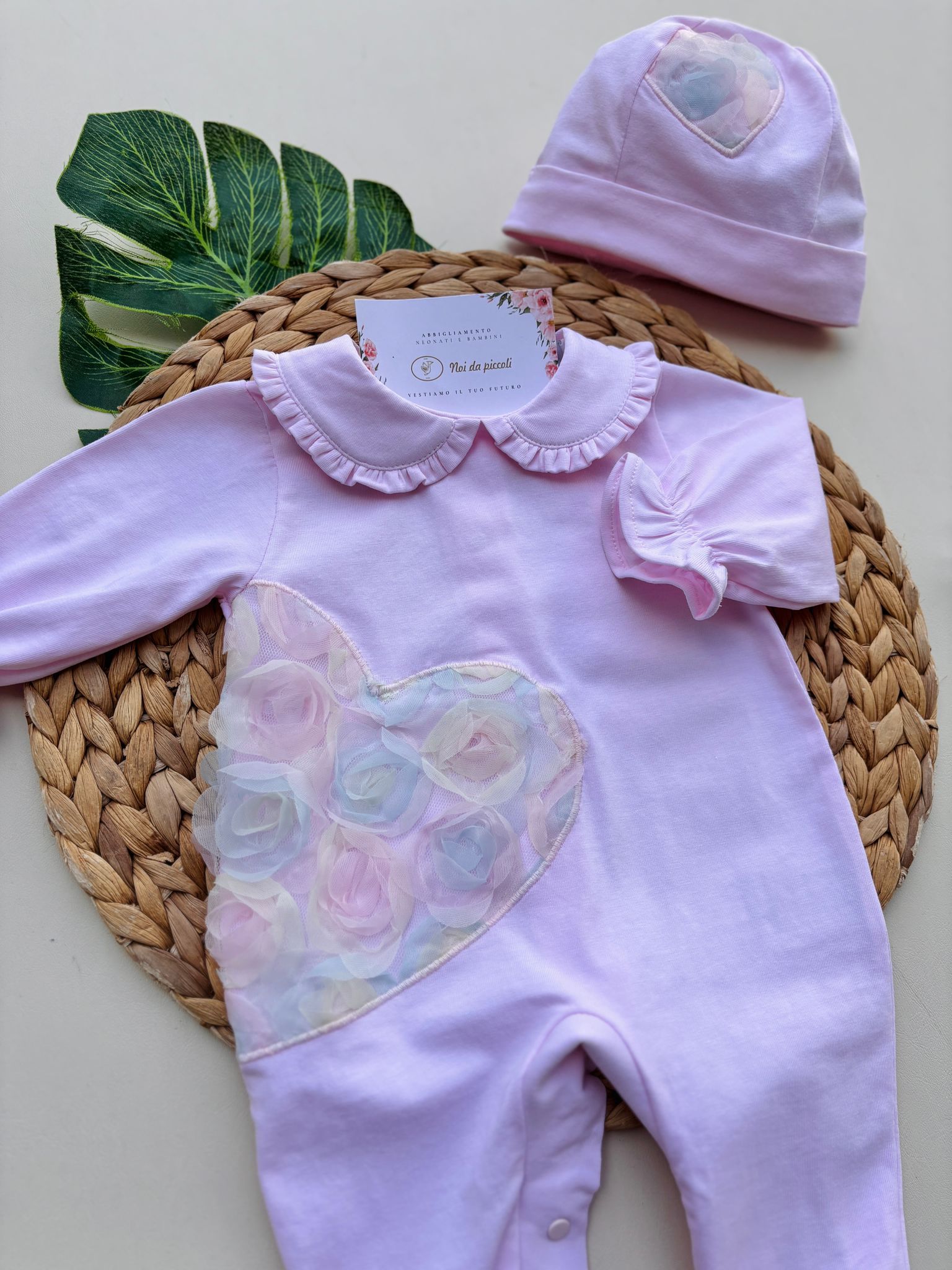 COMPLETO 2 PZ IN COTONE FLOREALE ROSA - Noi da piccoli