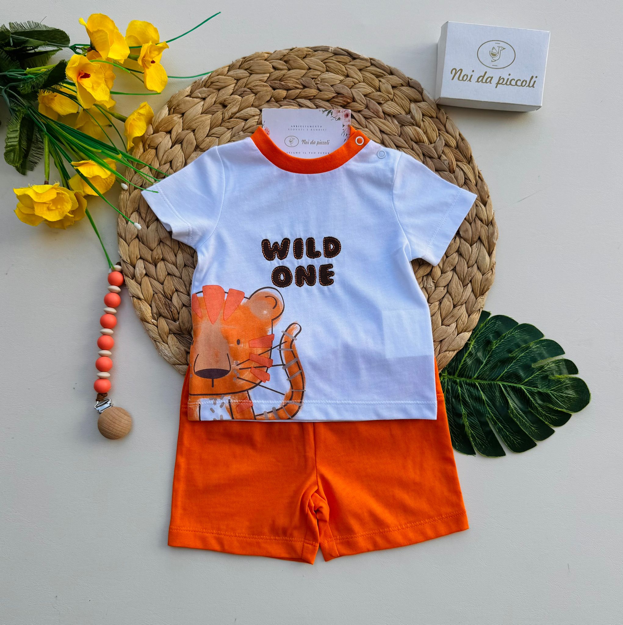 COMPLETO 2 PZ IN COTONE LEONCINO ARANCIO - Noi da piccoli