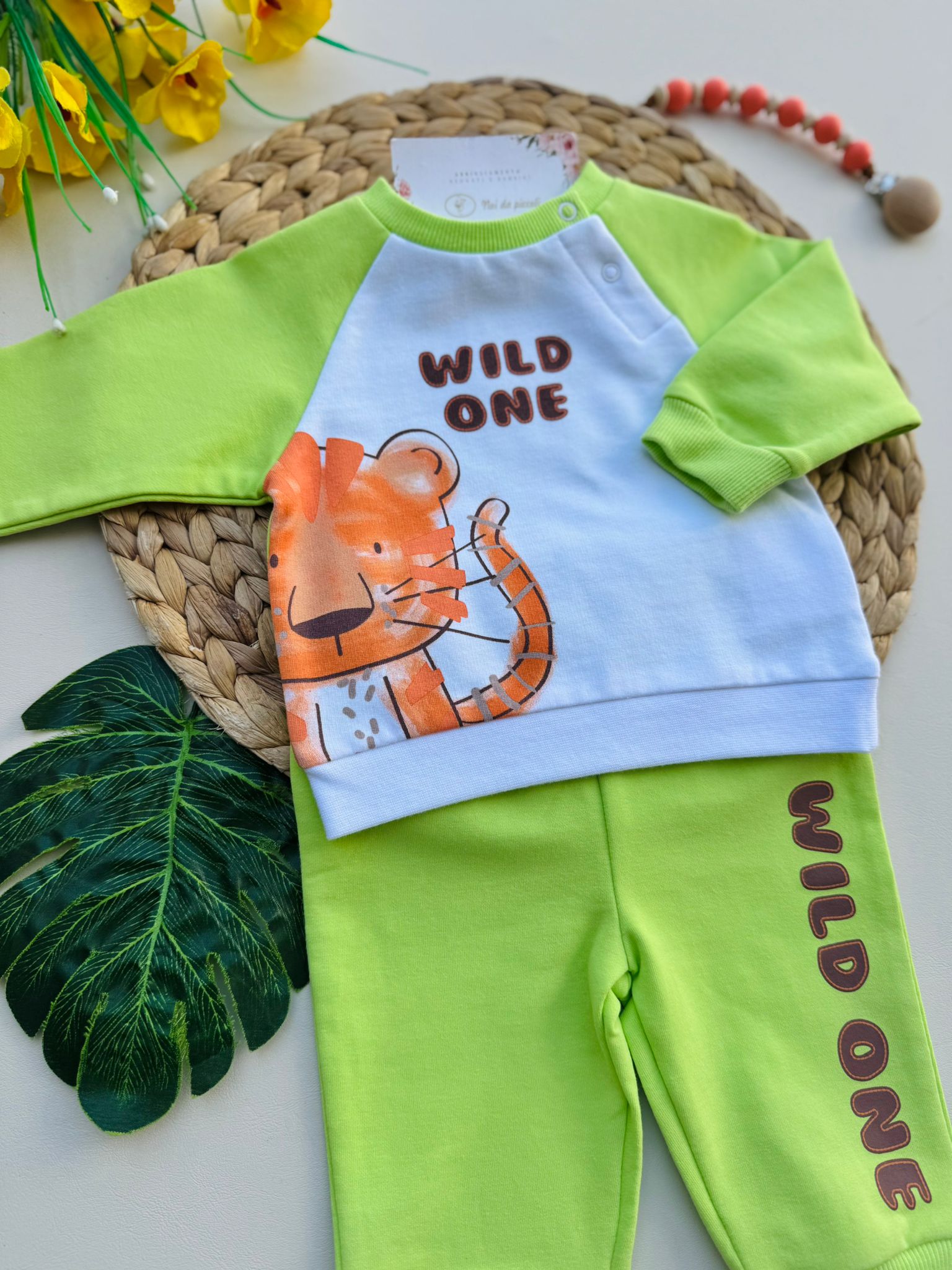 COMPLETO 2 PZ IN COTONE LEONCINO VERDE - Noi da piccoli