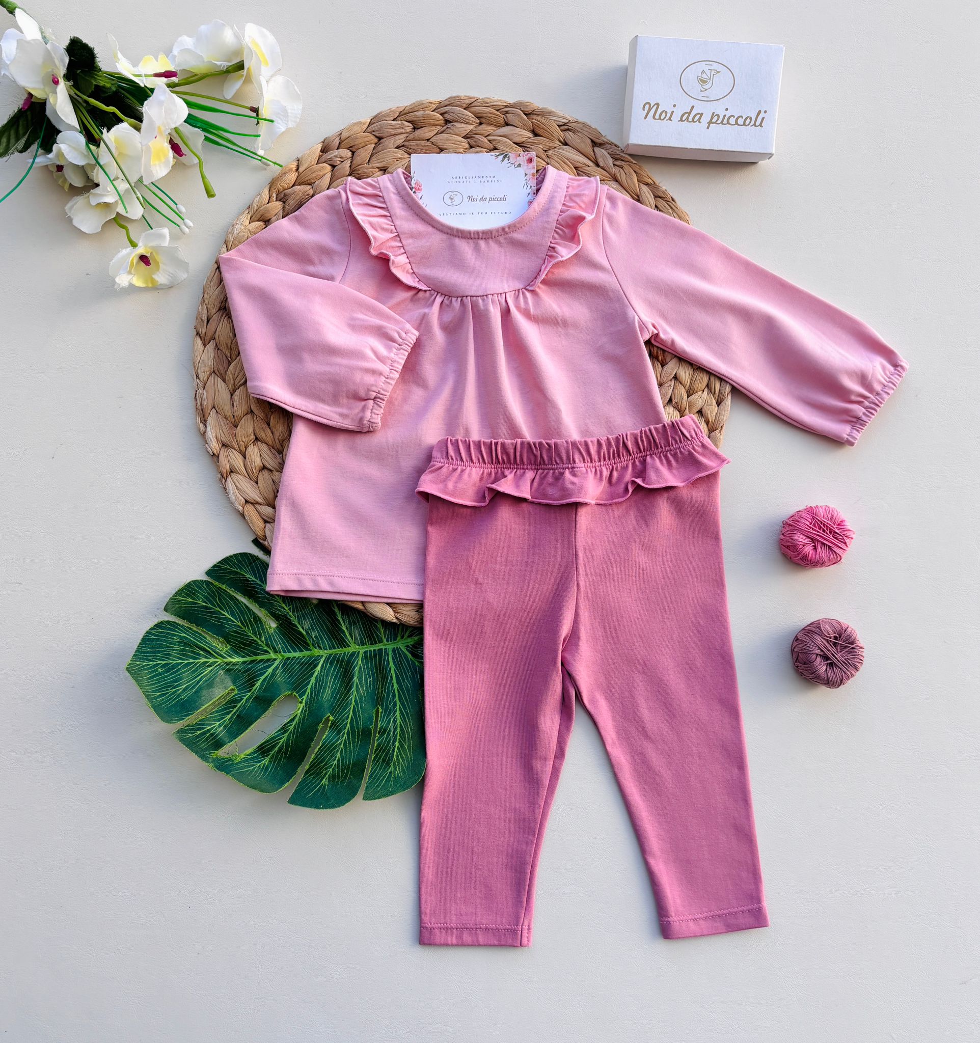 COMPLETO 2 PZ IN COTONE ROSA - Noi da piccoli