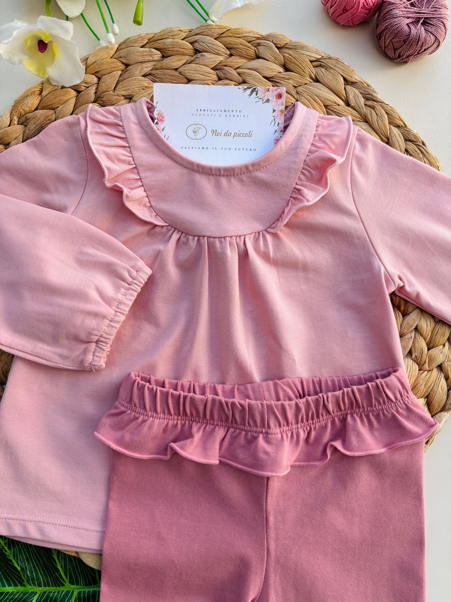 COMPLETO 2 PZ IN COTONE ROSA - Noi da piccoli