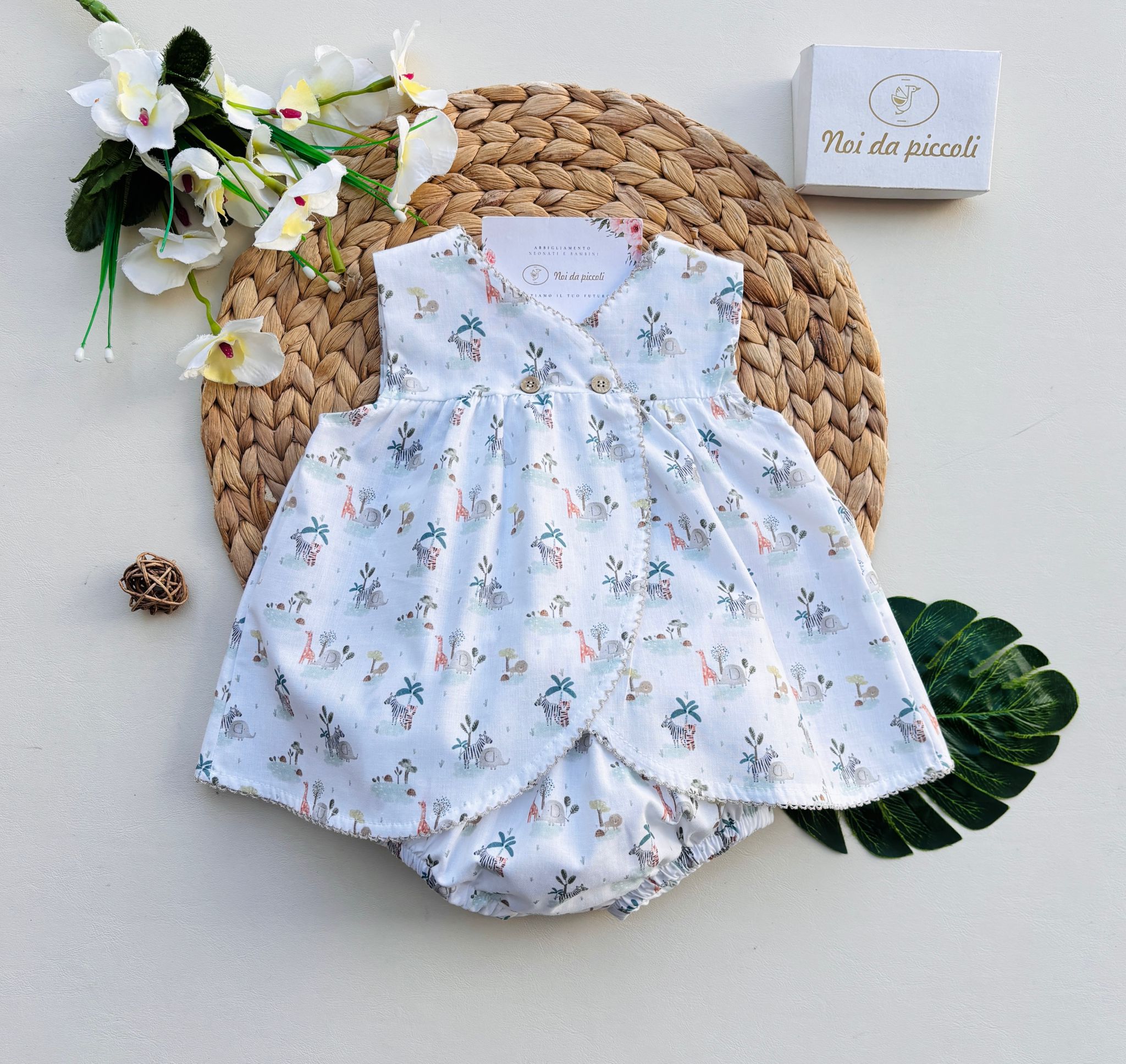 COMPLETO 2 PZ IN COTONE SAVANA BIANCO - Noi da piccoli