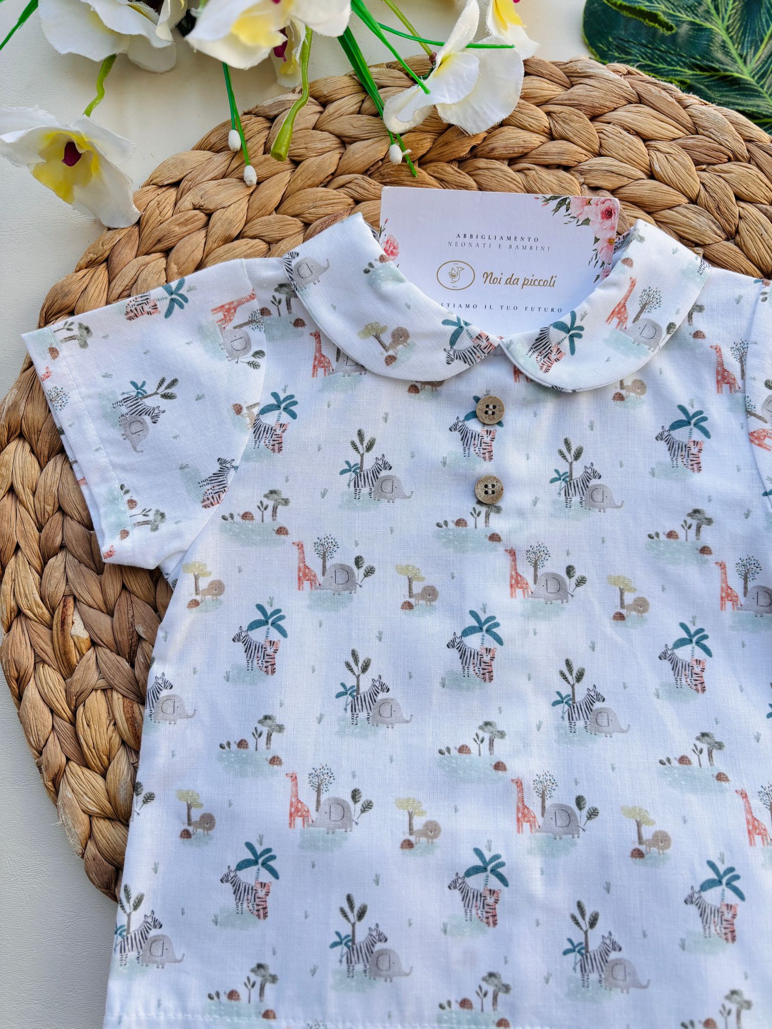 COMPLETO 2 PZ IN COTONE SAVANA BIANCO BEIGE - Noi da piccoli