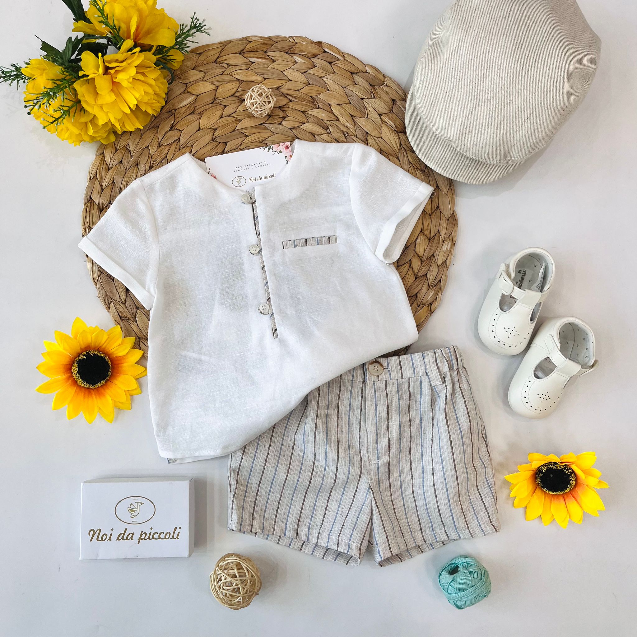 completo 2 pz Lino Bianco - Noi da piccoli