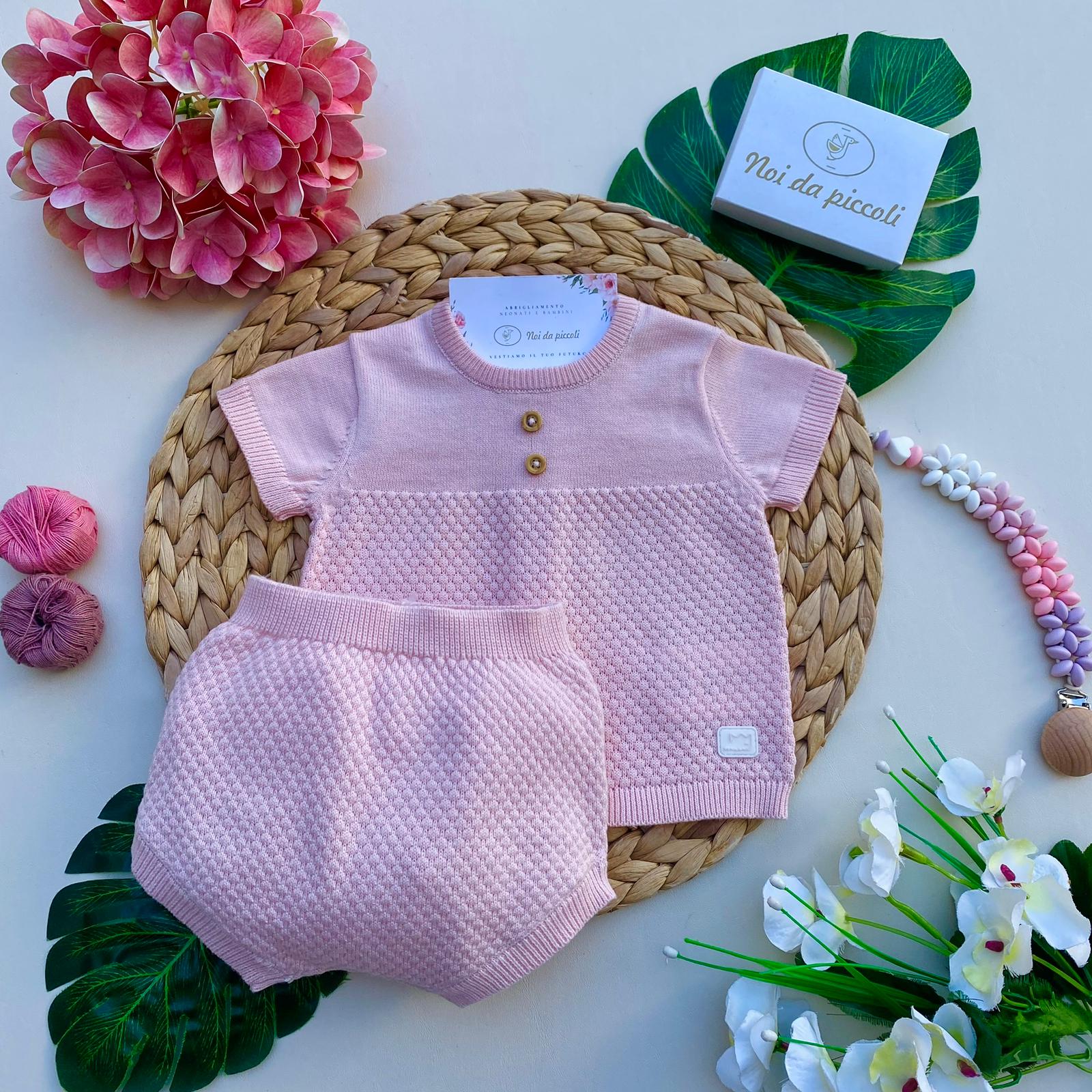 COMPLETO 2PZ 100 % COTONE ROSA - Noi da piccoli