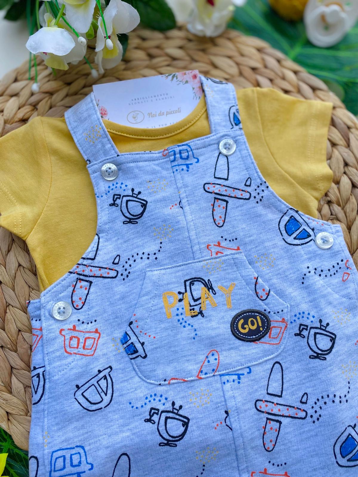 COMPLETO 2PZ 100 % COTONE Senape - Noi da piccoli