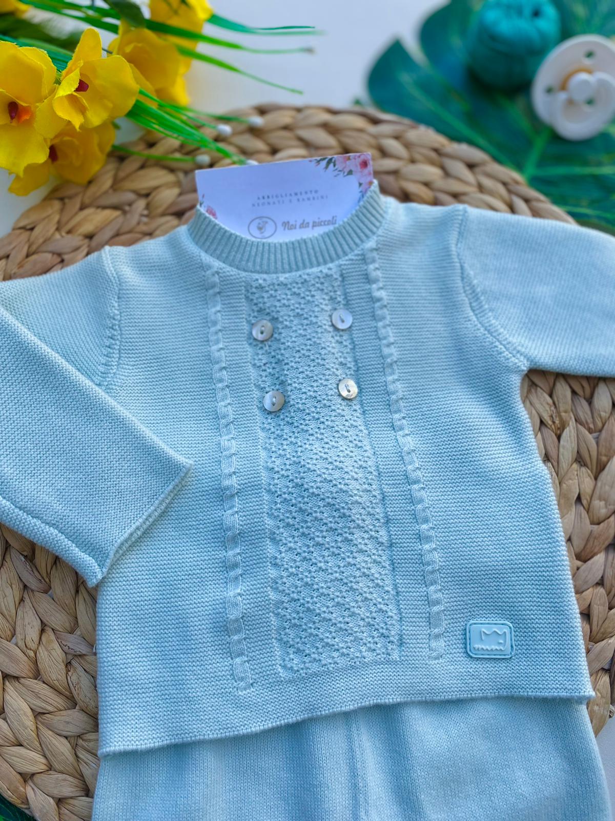 COMPLETO 2PZ 100 % COTONE VERDE ACQUA - Noi da piccoli