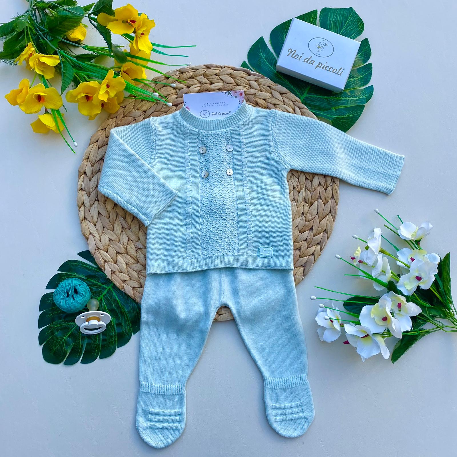 COMPLETO 2PZ 100 % COTONE VERDE ACQUA - Noi da piccoli