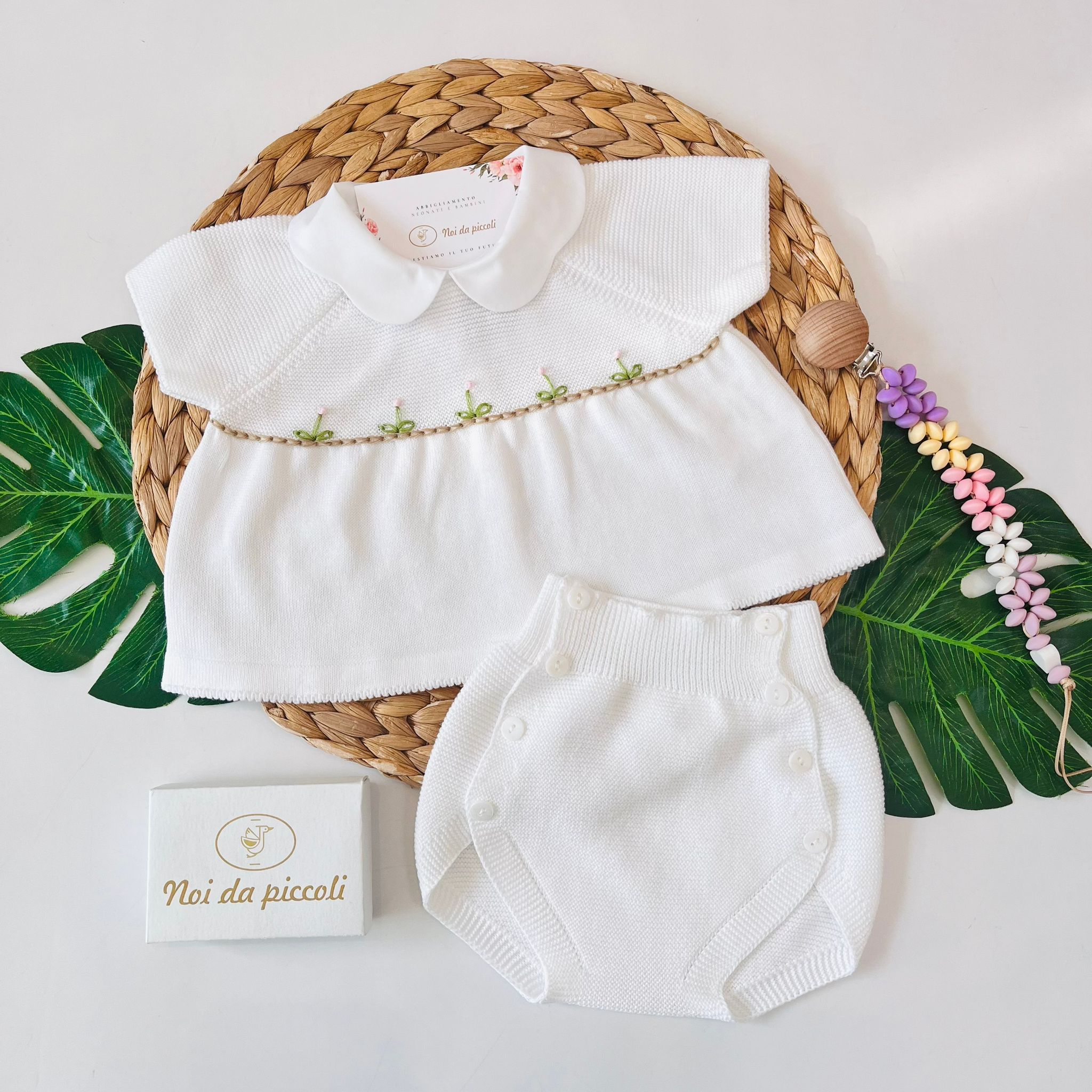 COMPLETO 2PZ 100% FILO DI COTONE BIANCO - Noi da piccoli