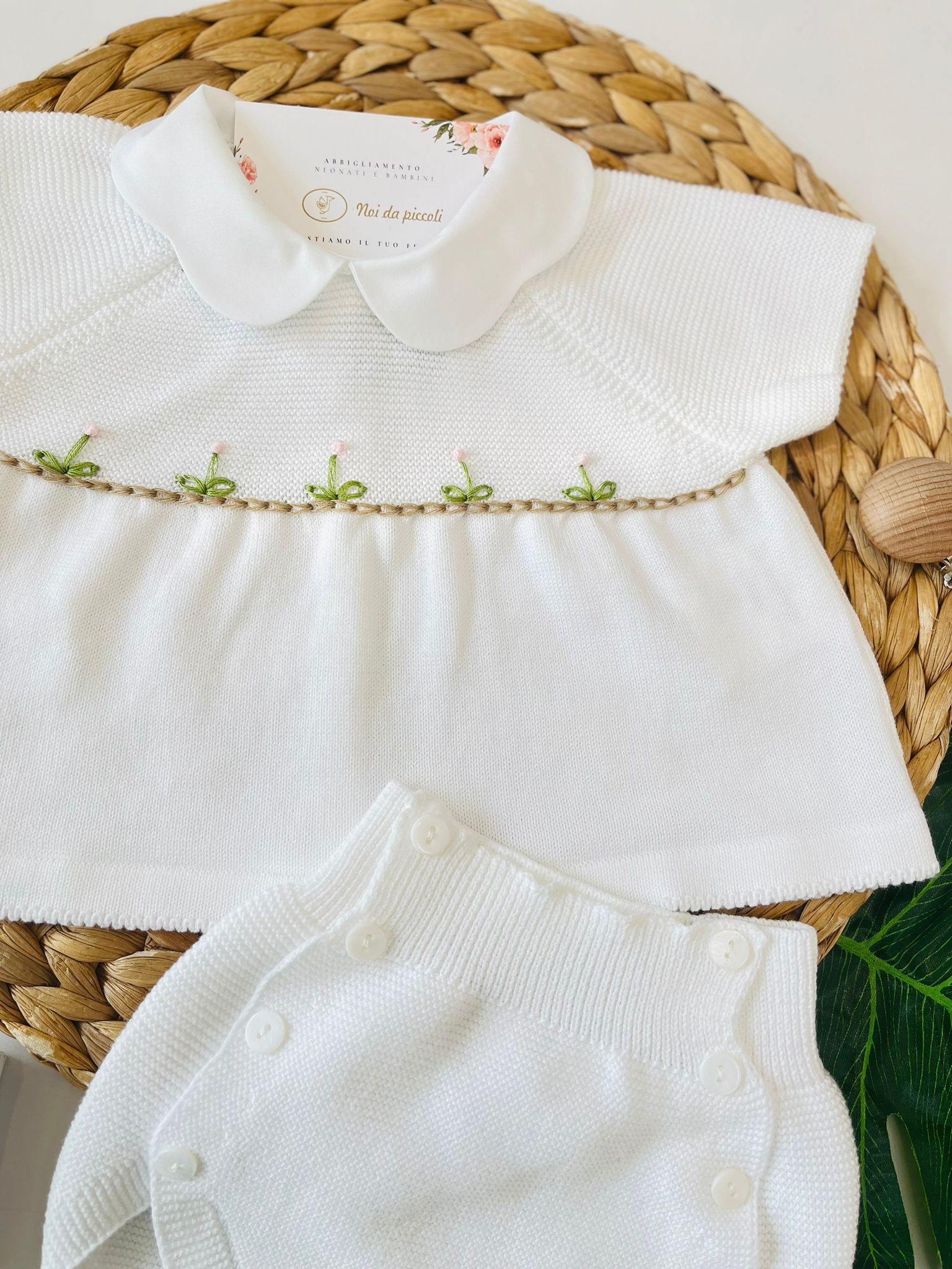 COMPLETO 2PZ 100% FILO DI COTONE BIANCO - Noi da piccoli