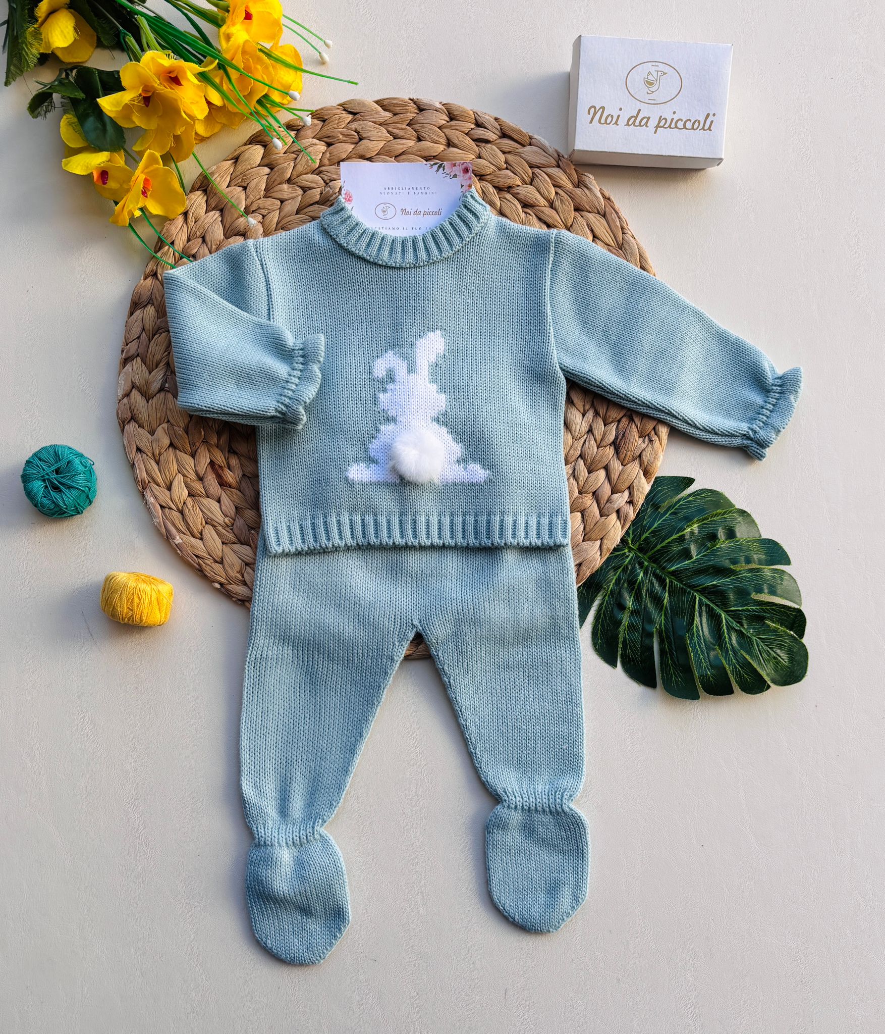 COMPLETO 2PZ BUNNY FILATO CALDO VERDE - Noi da piccoli