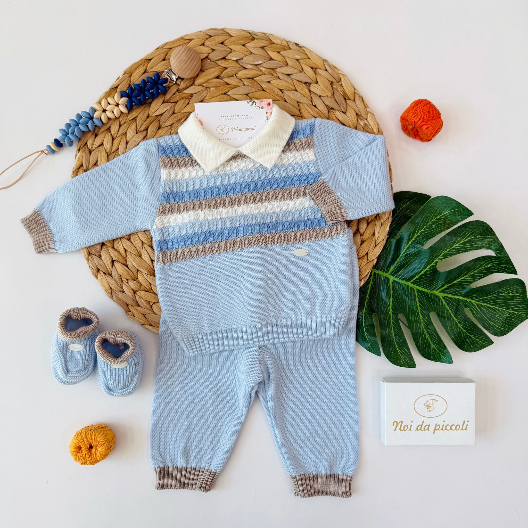 COMPLETO 2PZ CON BABBUCCE MIX DI COLORI - Noi da piccoli