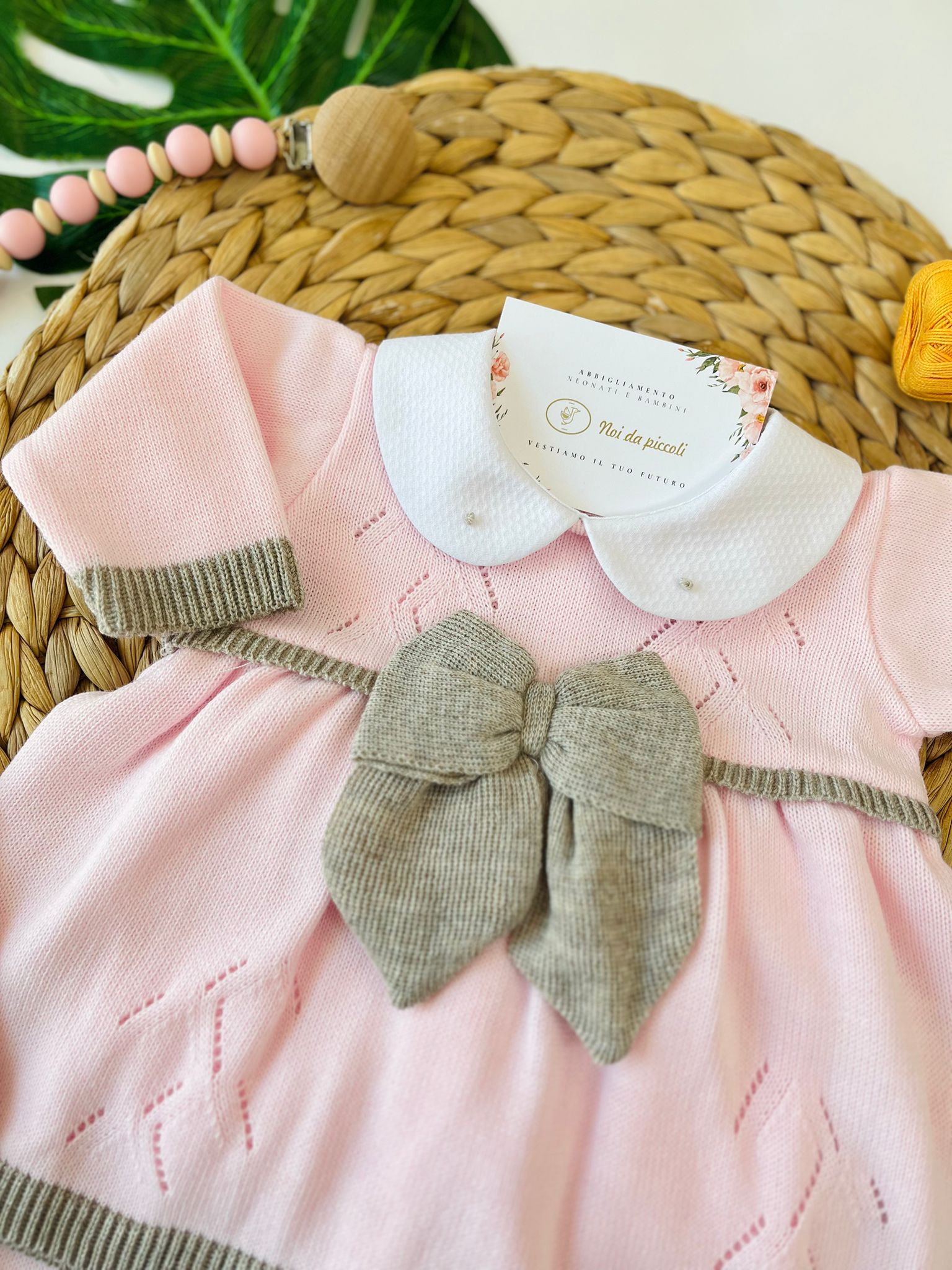 COMPLETO 2PZ CON FIOCCO ROSA TORTORA - Noi da piccoli