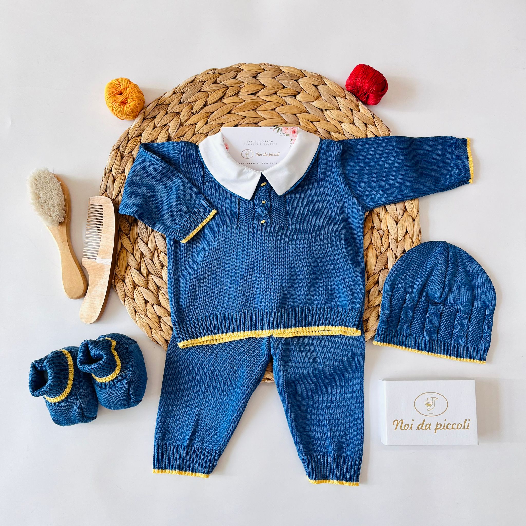 COMPLETO 2PZ CON PARURE 100 % COTONE BLU - Noi da piccoli