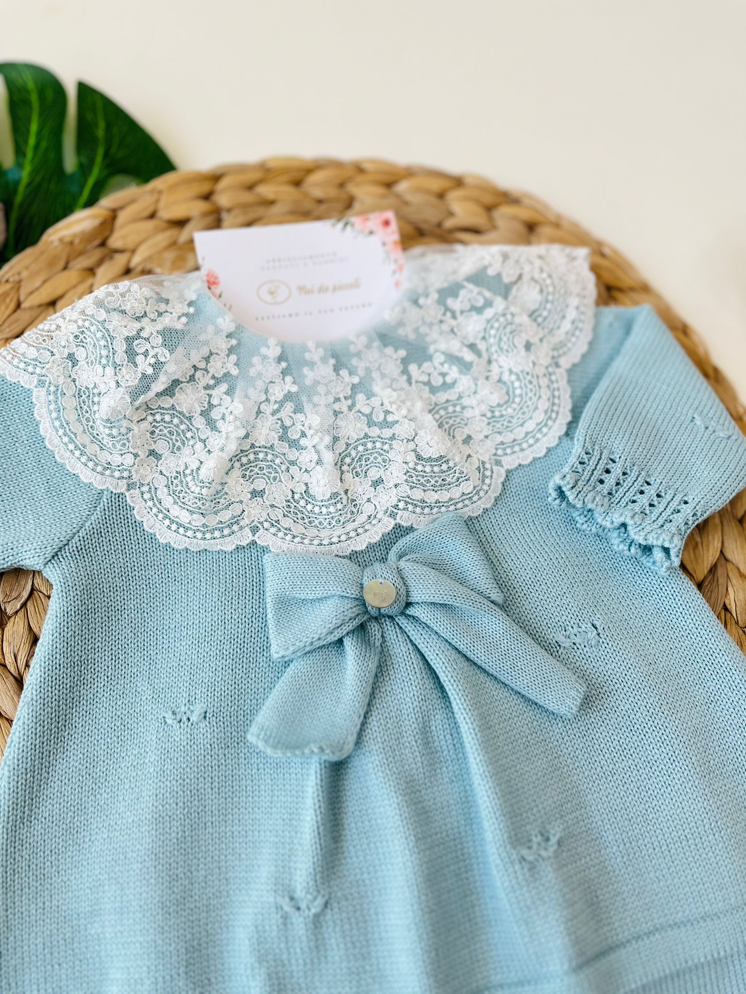COMPLETO 2PZ CON PARURE 100% LANA ACQUA MARINA - Noi da piccoli