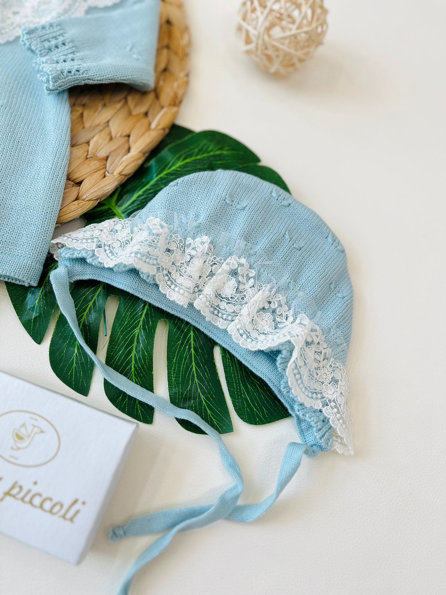 COMPLETO 2PZ CON PARURE 100% LANA ACQUA MARINA - Noi da piccoli