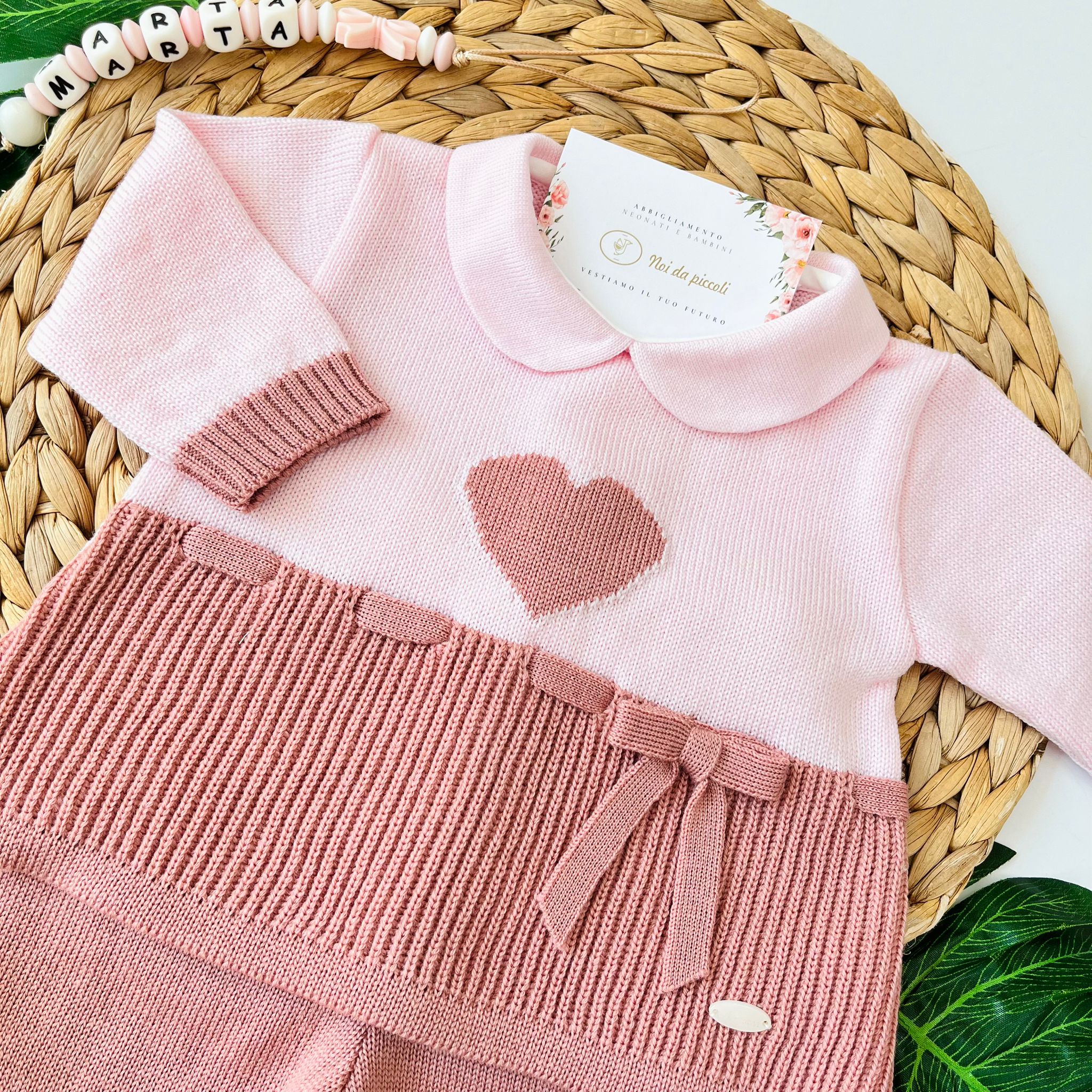 COMPLETO 2PZ CON PARURE 100% LANA MALVA - Noi da piccoli