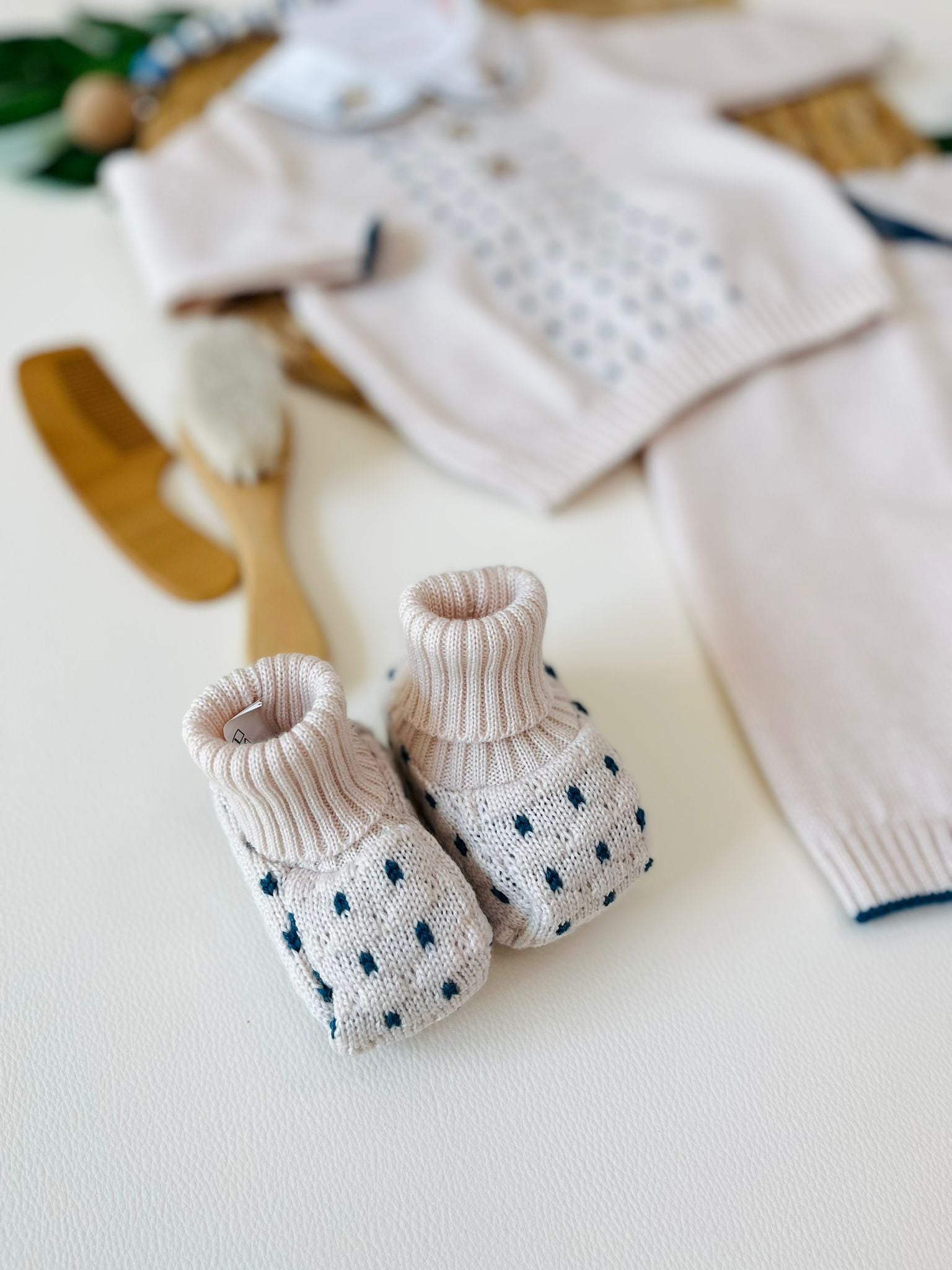 COMPLETO 2PZ CON PARURE 100% LANA NATURALBIO ZAFFIRO - Noi da piccoli