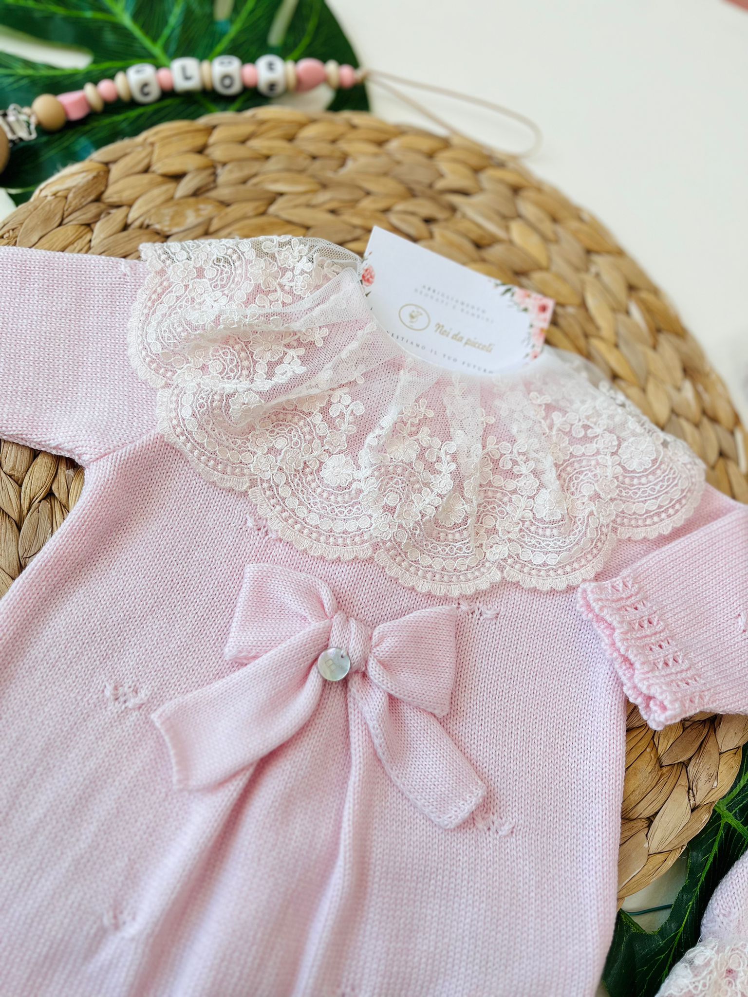 COMPLETO 2PZ CON PARURE 100% LANA ROSA - Noi da piccoli