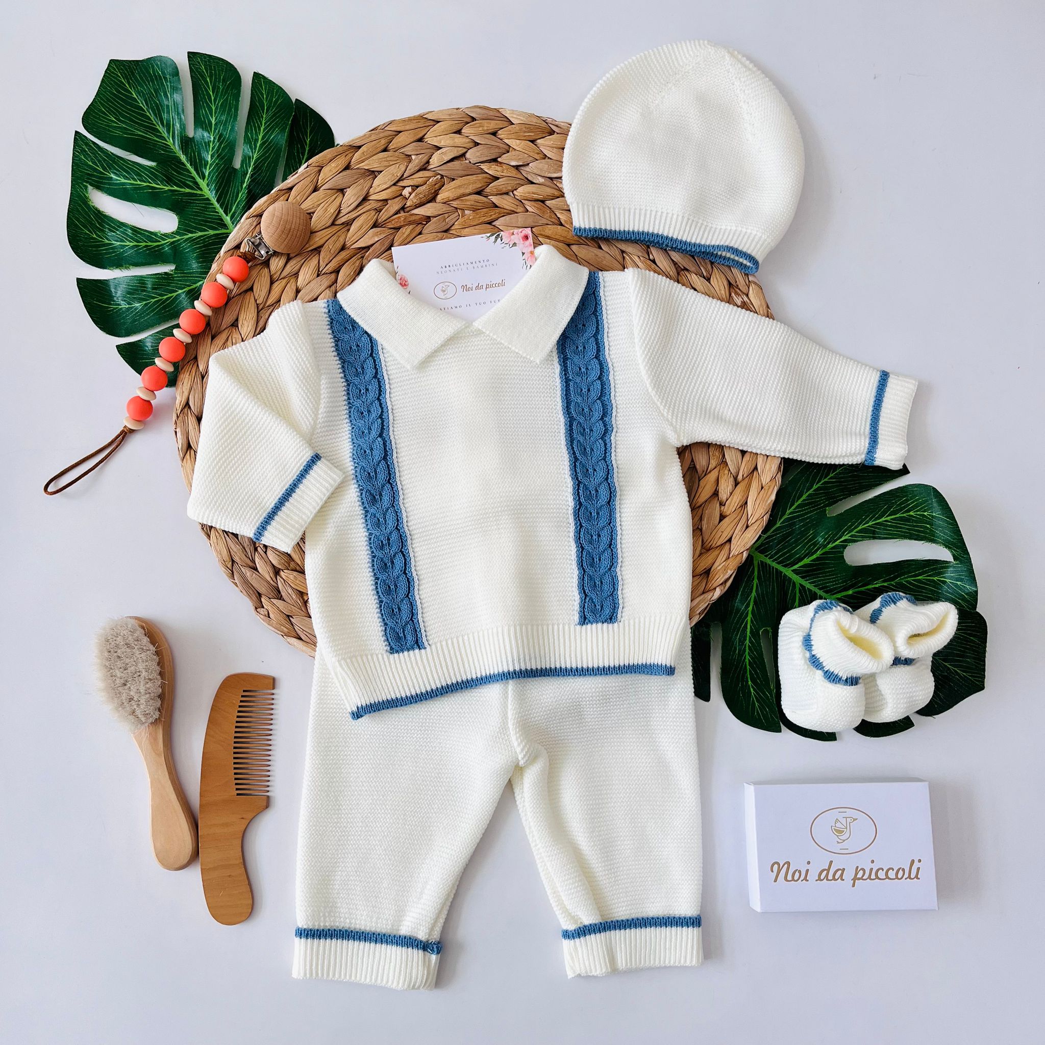 COMPLETO 2PZ CON PARURE FILATO CALDO PANNA AVION - Noi da piccoli