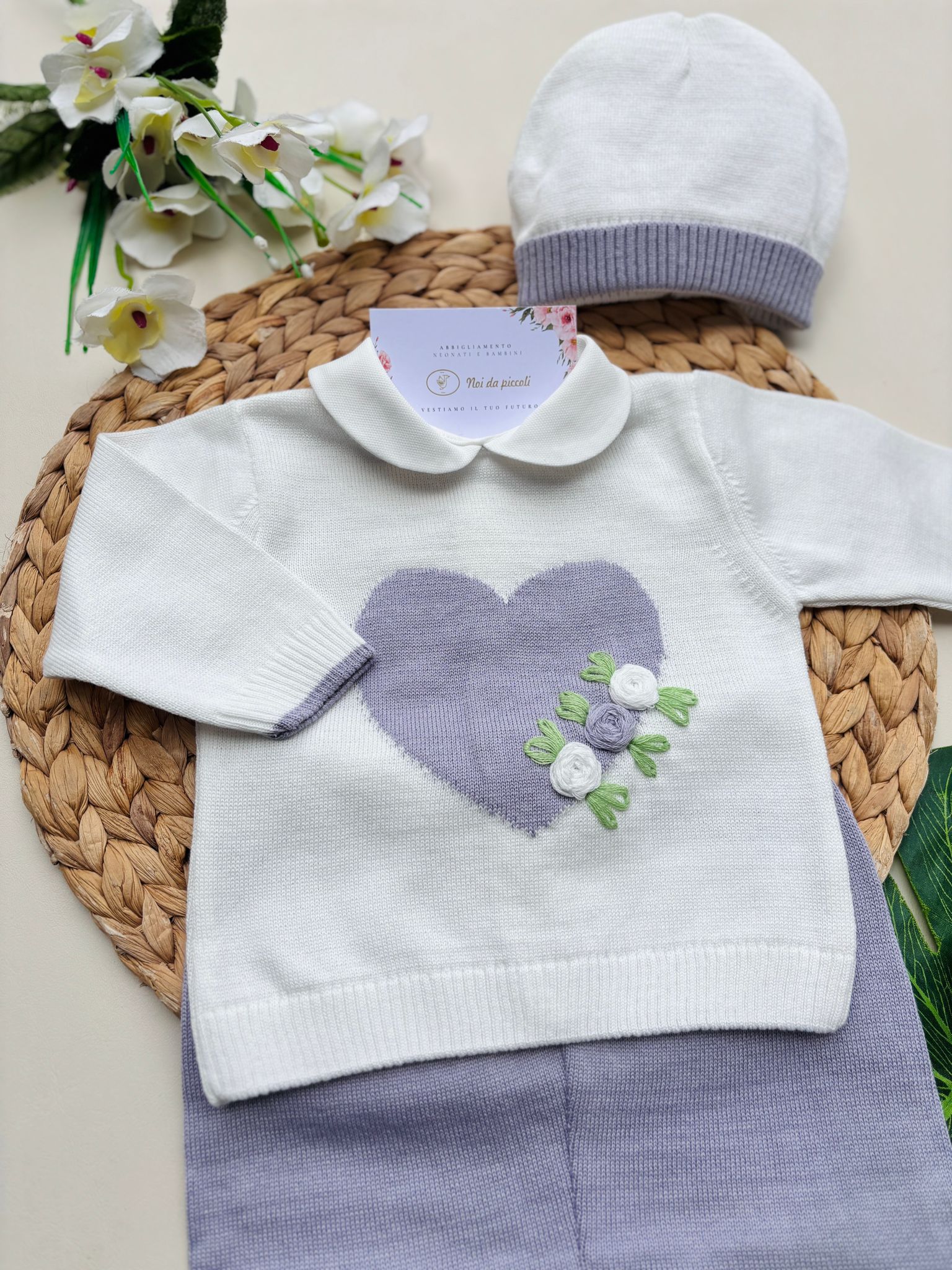 COMPLETO 2PZ CON PARURE IN FILO LILLA - Noi da piccoli